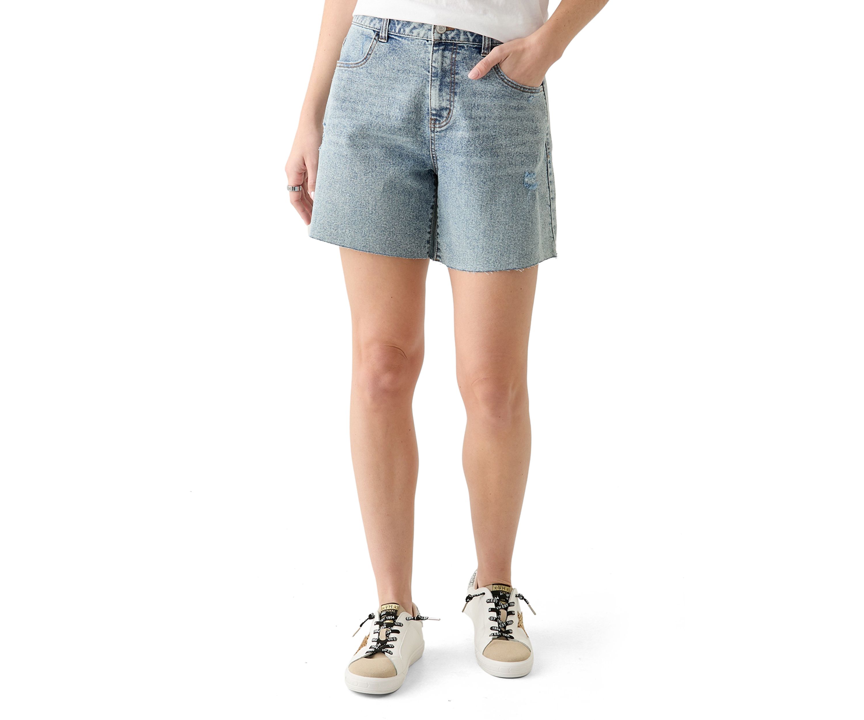 Womens Clean Hem Cut Off Denim Shorts