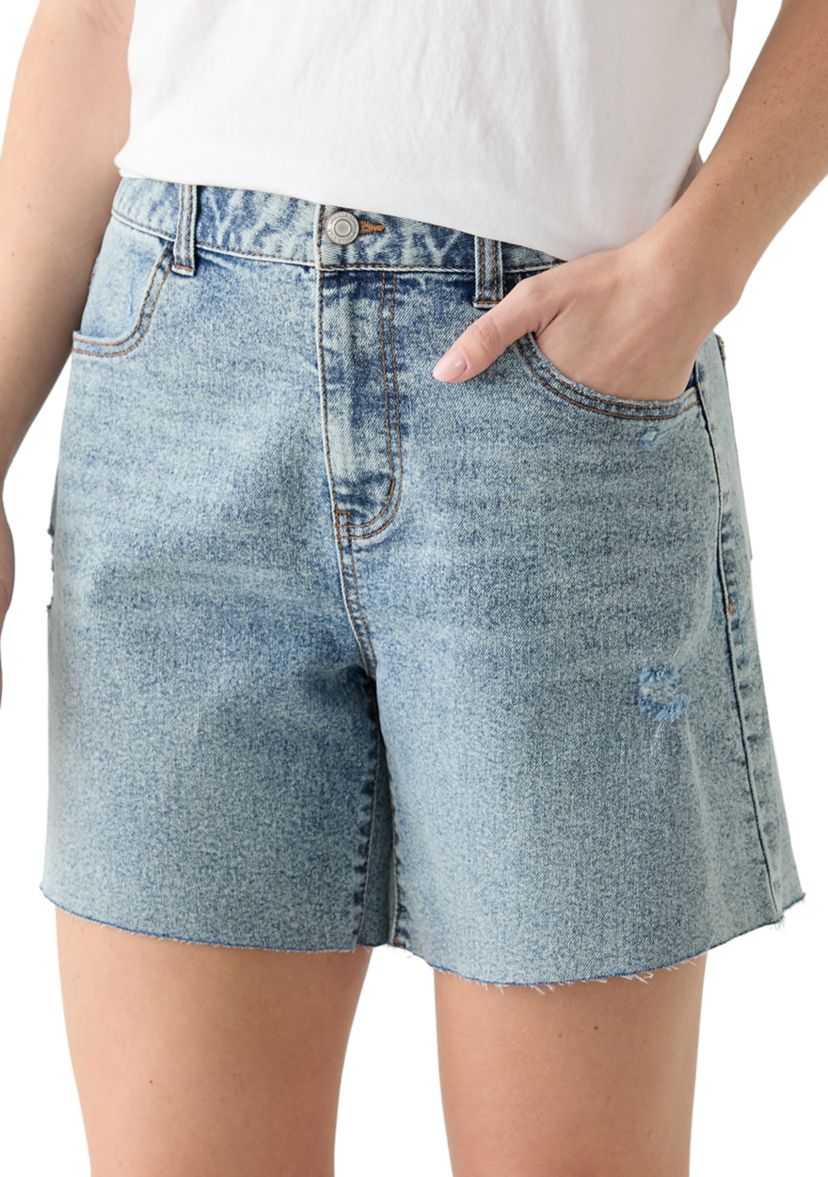 Womens Clean Hem Cut Off Denim Shorts