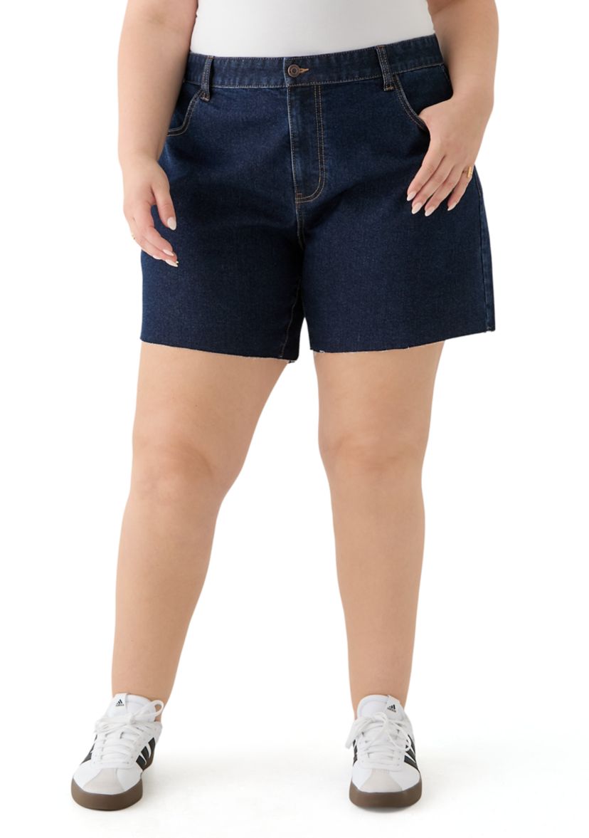 Plus Size Clean Hem Cutoff Jorts 