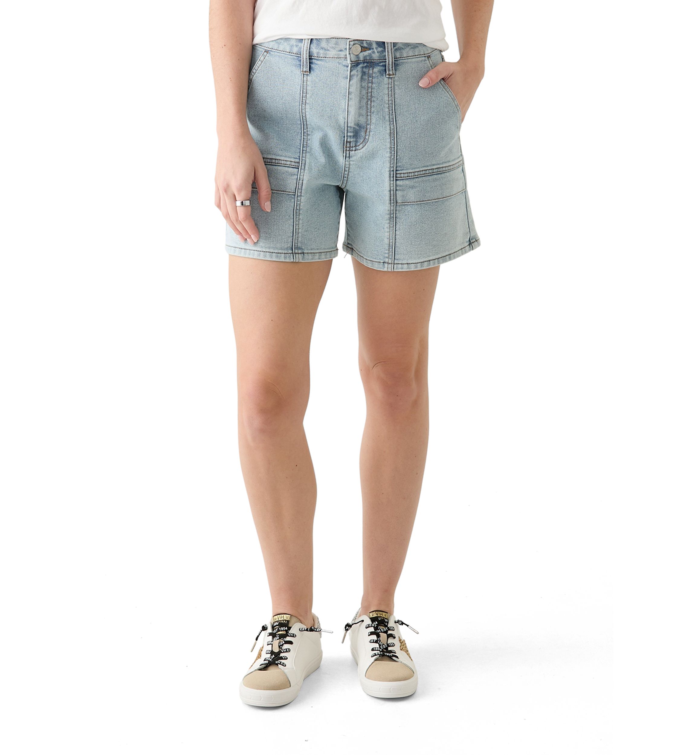 Womens Utility Cargo Denim Shorts