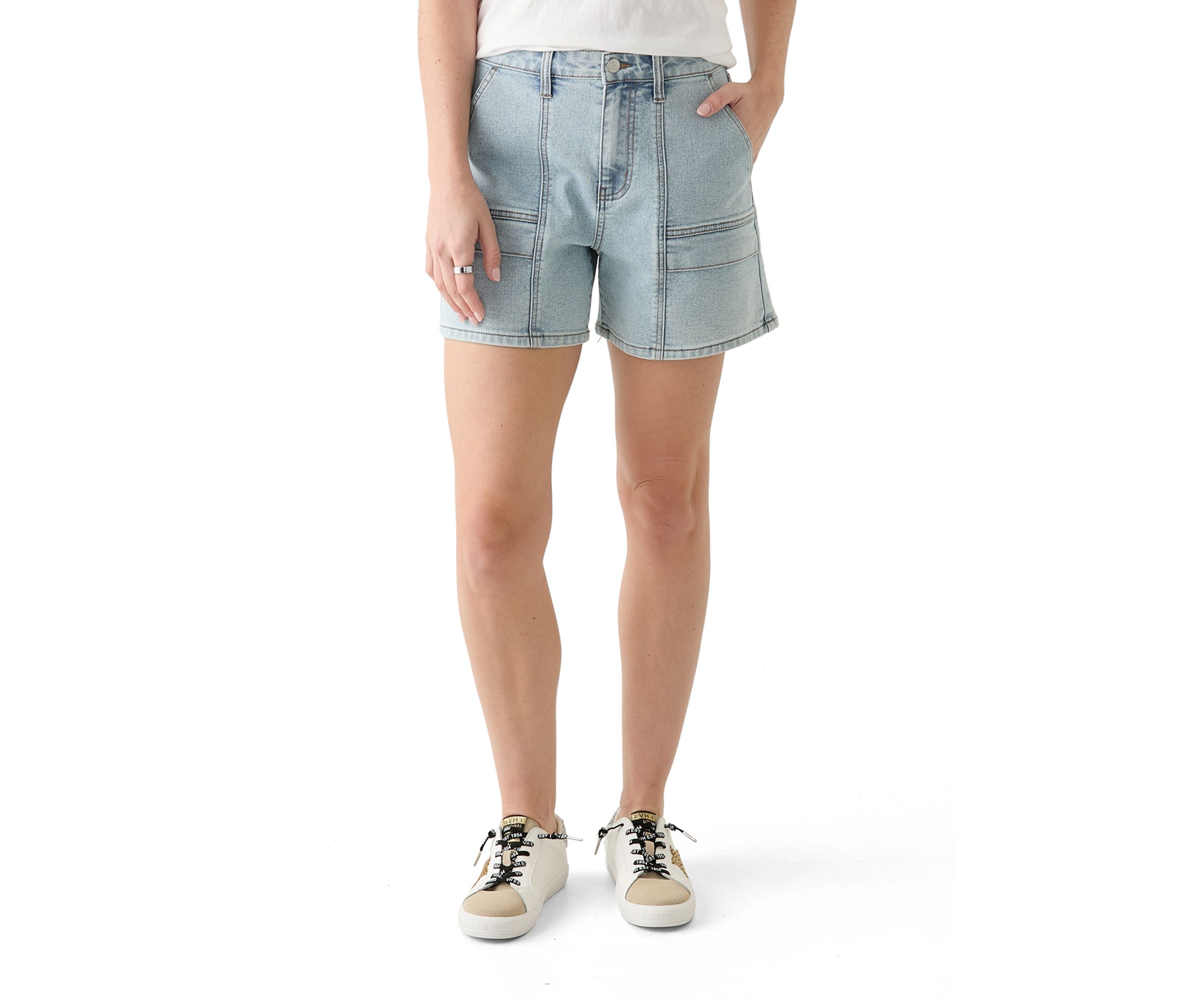 Womens Utility Cargo Denim Shorts