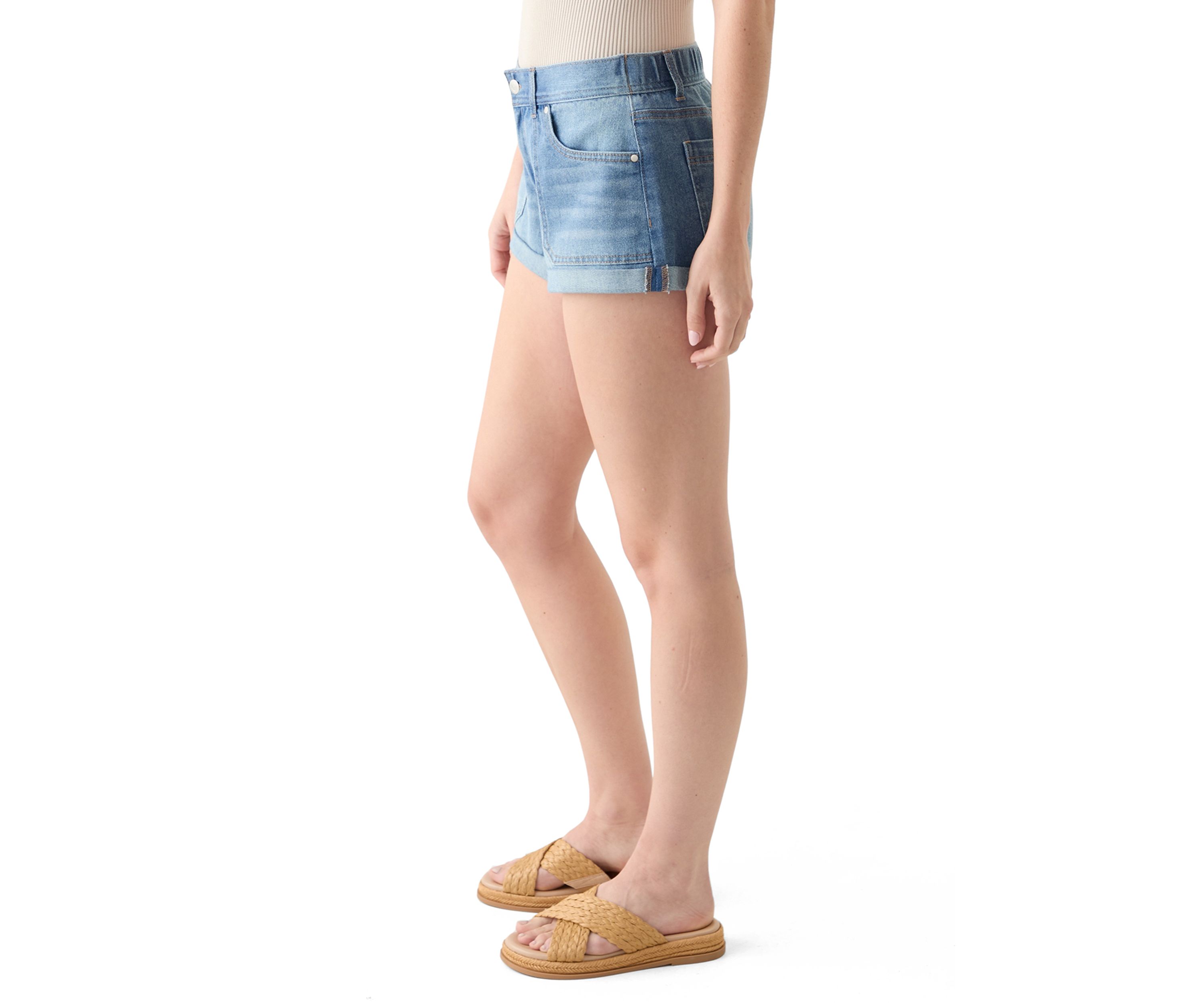 Womens Porkchop Pocket Denim Shorts with Rolled Cuffs