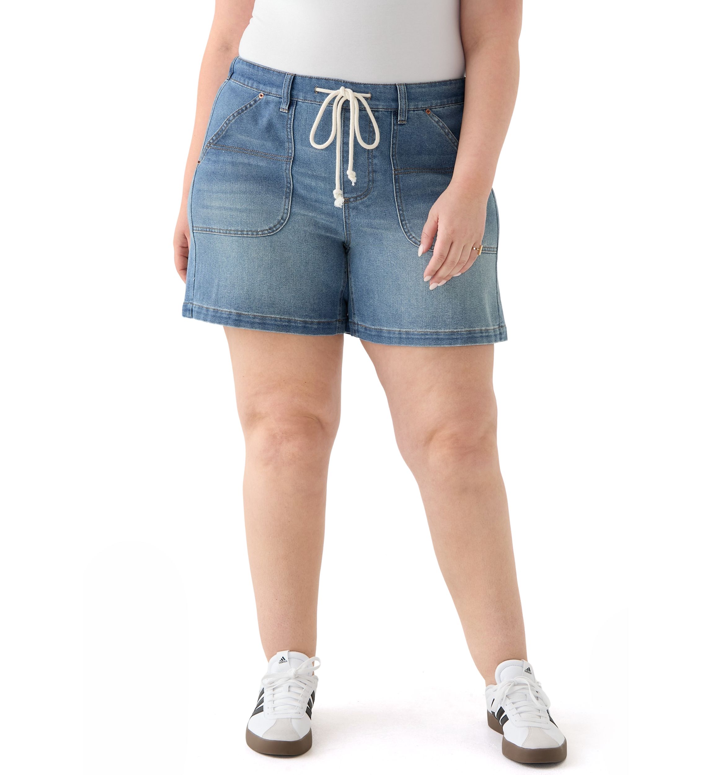 Plus Size Utility Long Line Shorts