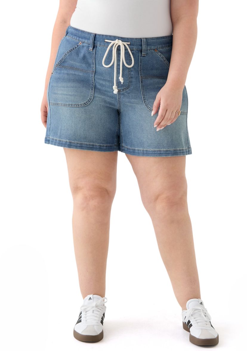 Plus Size Utility Long Line Shorts