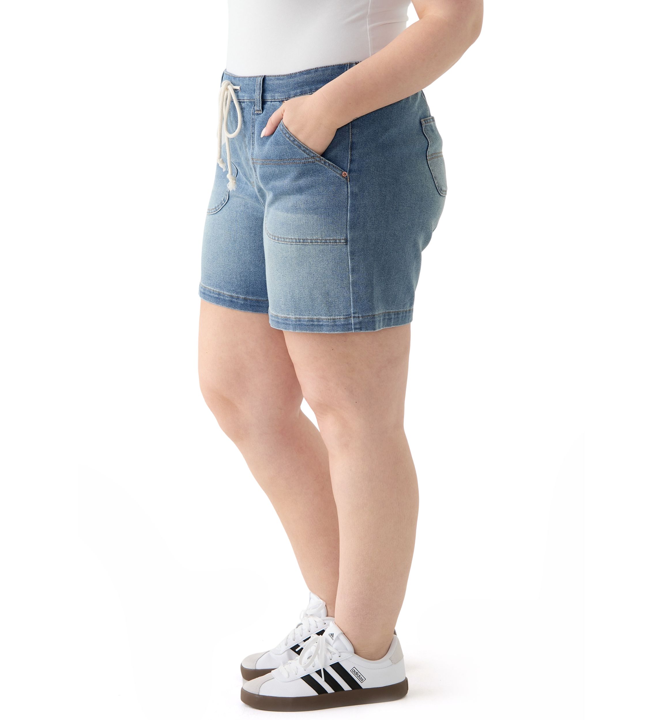 Plus Size Utility Long Line Shorts