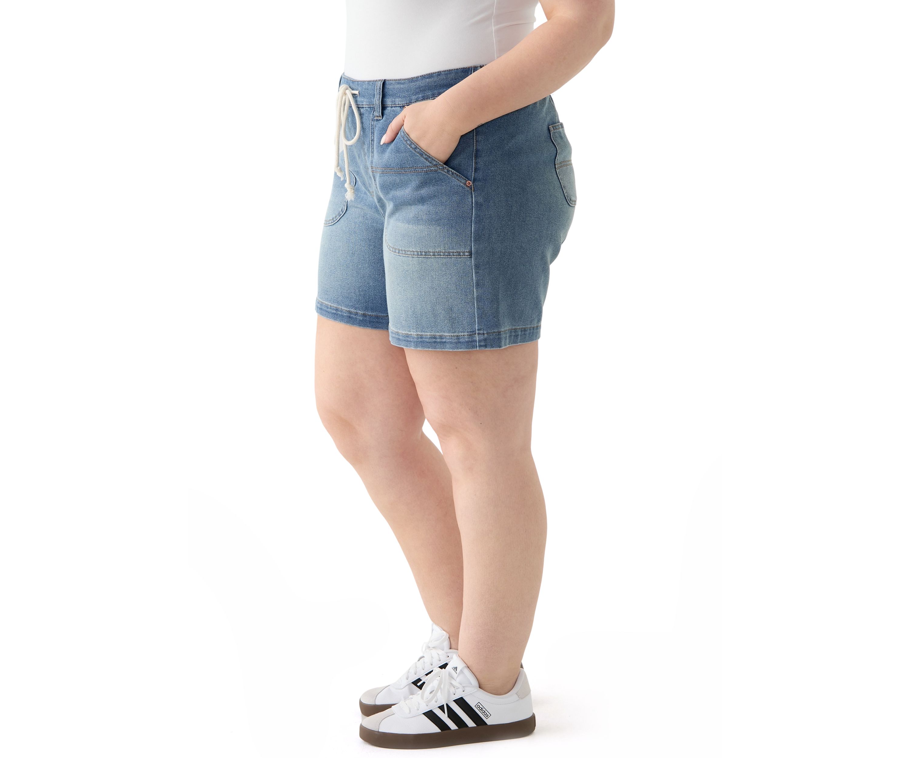 Plus Size Utility Long Line Shorts
