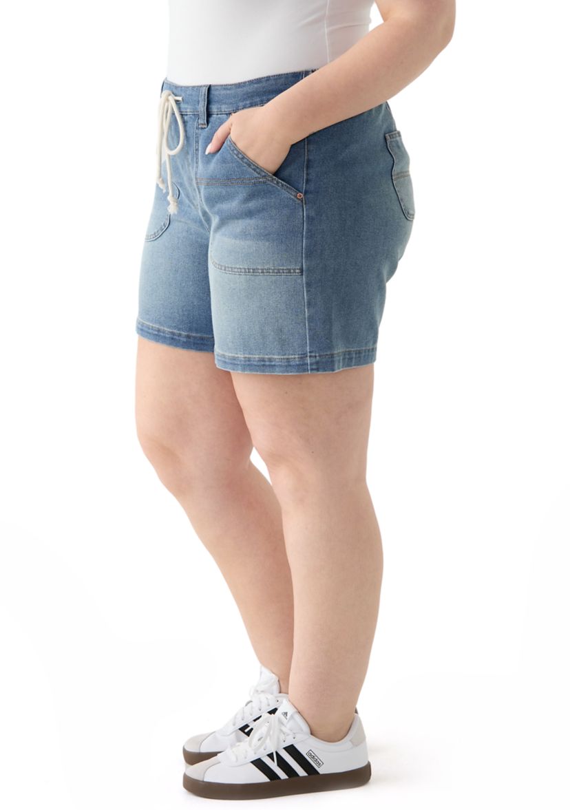Plus Size Utility Long Line Shorts