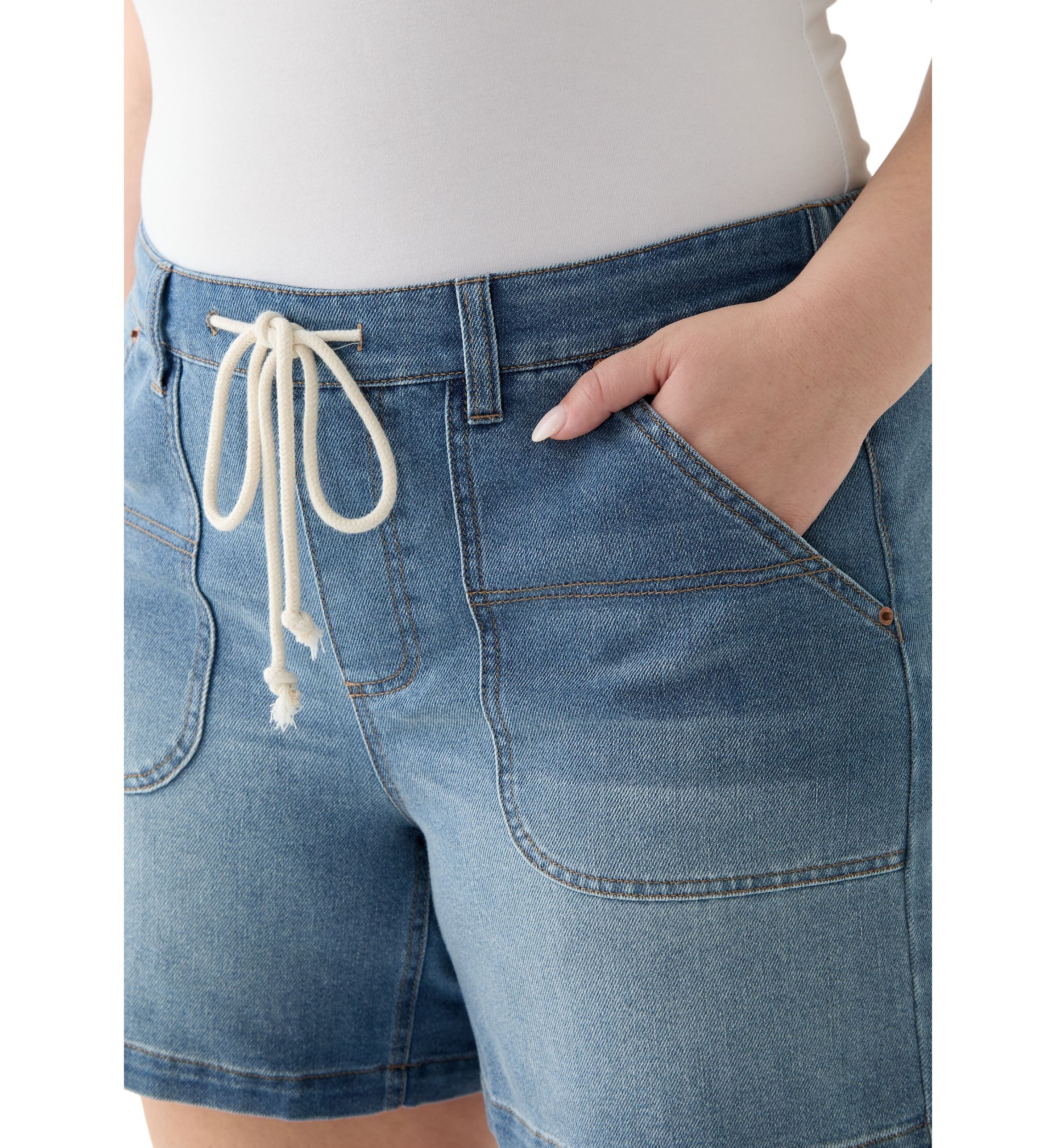 Plus Size Utility Long Line Shorts