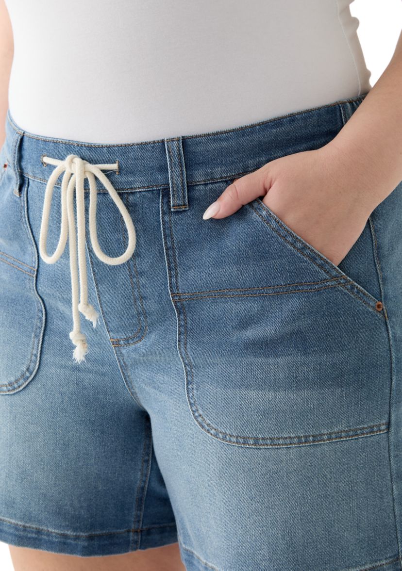 Plus Size Utility Long Line Shorts