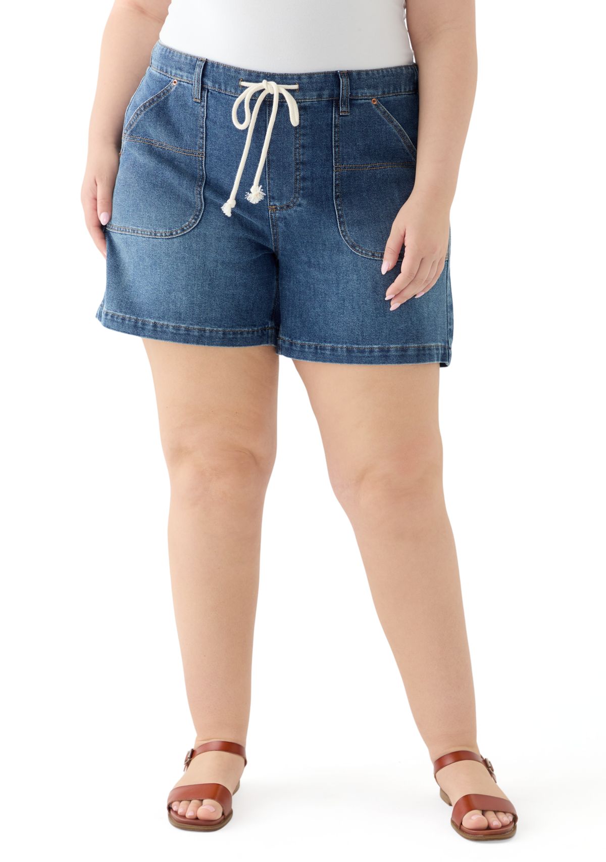Plus Size High Rise Utility Shorts