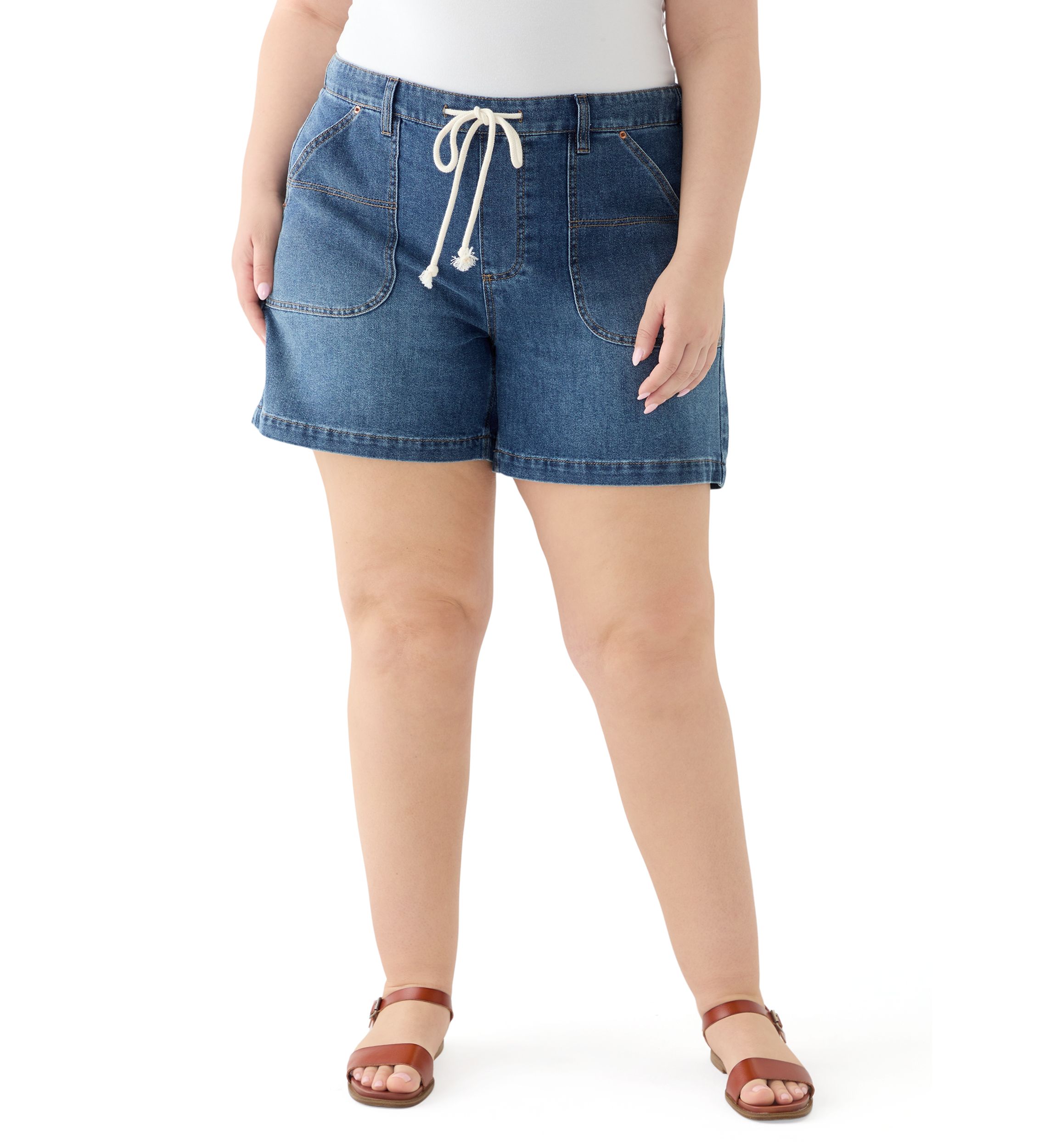 Plus Size High Rise Utility Shorts