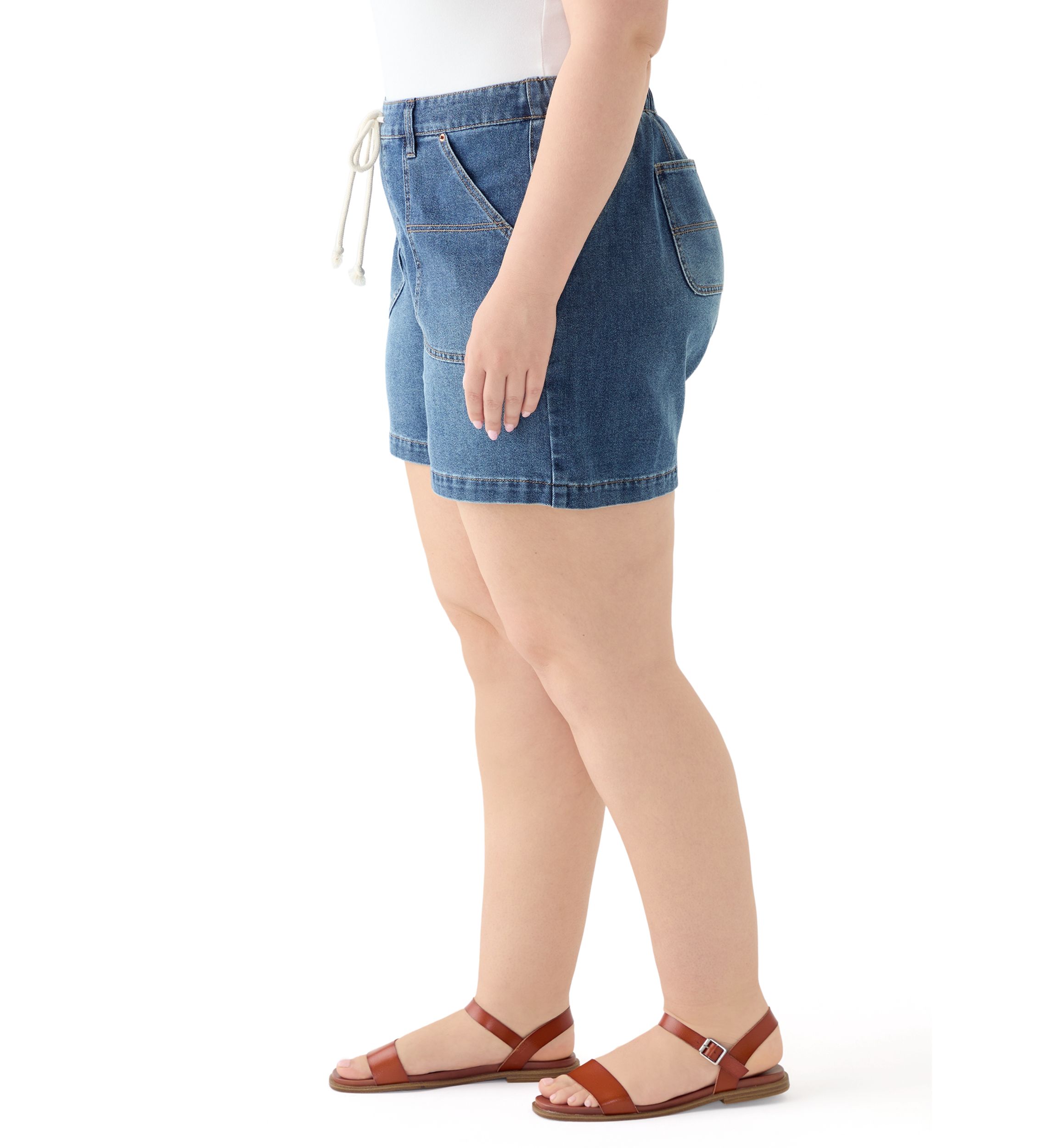 Plus Size High Rise Utility Shorts