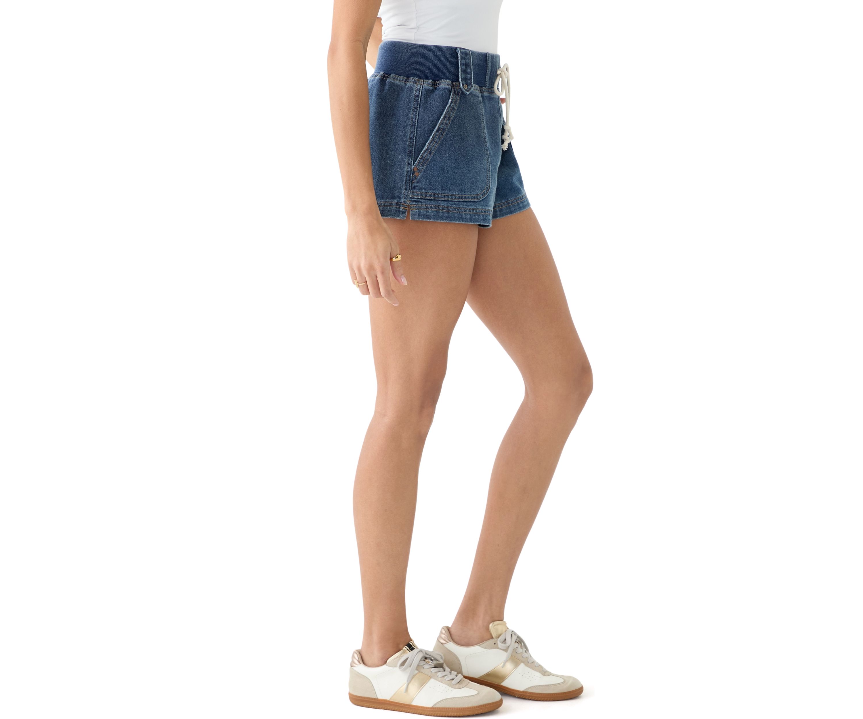 Womens Ribbed Waist Shorts