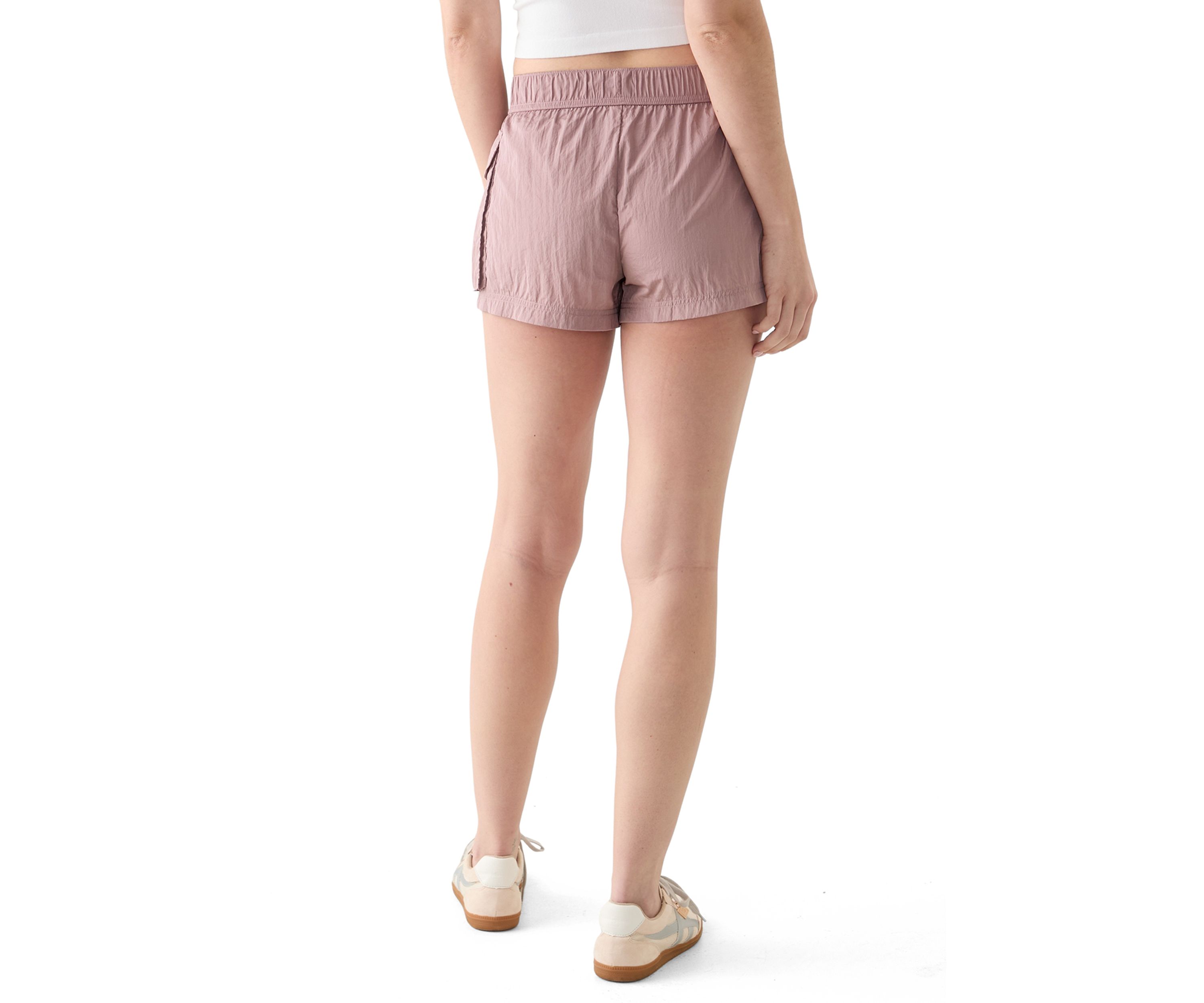 Womens Nylon Cargo Shortie Shorts
