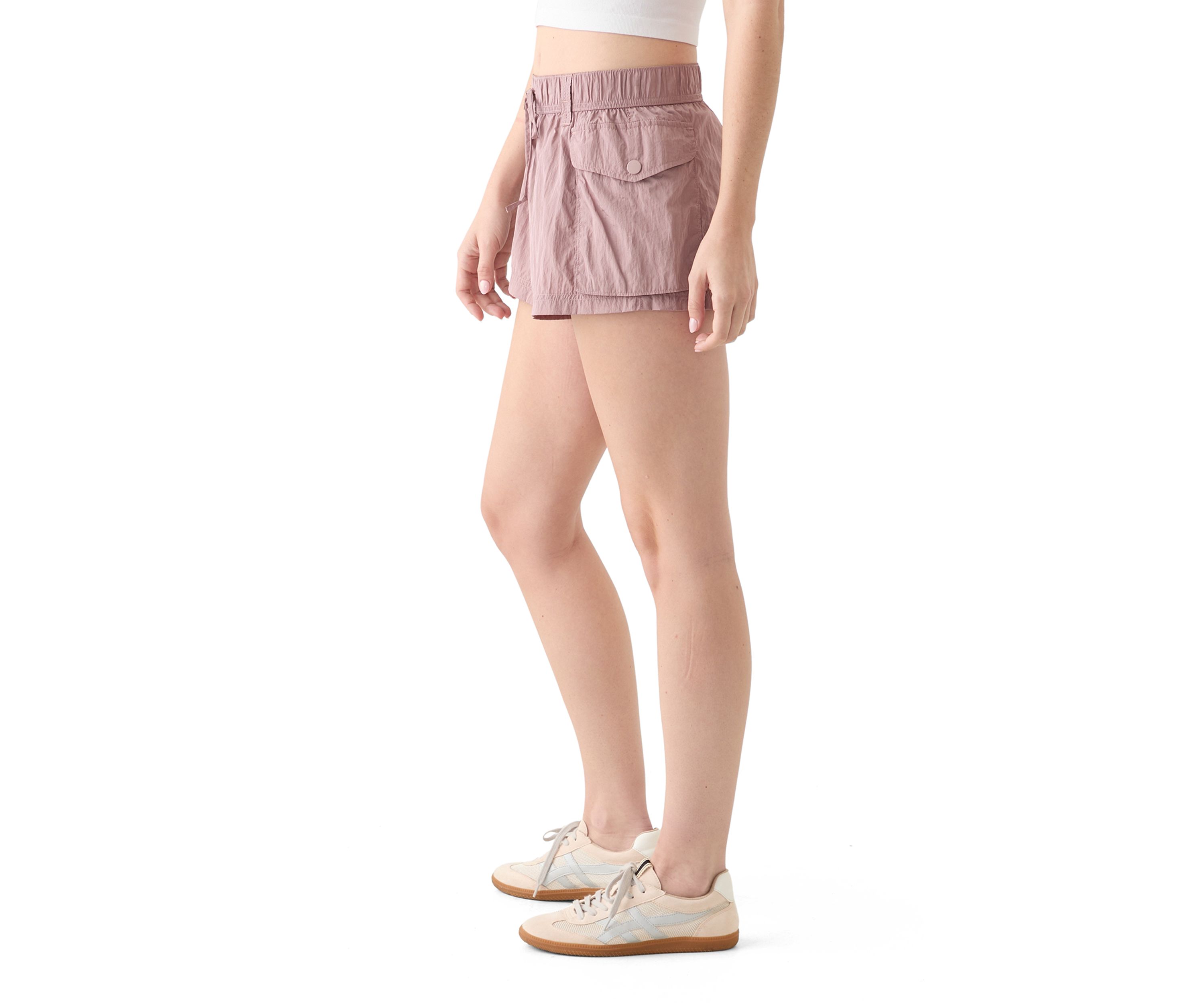 Womens Nylon Cargo Shortie Shorts