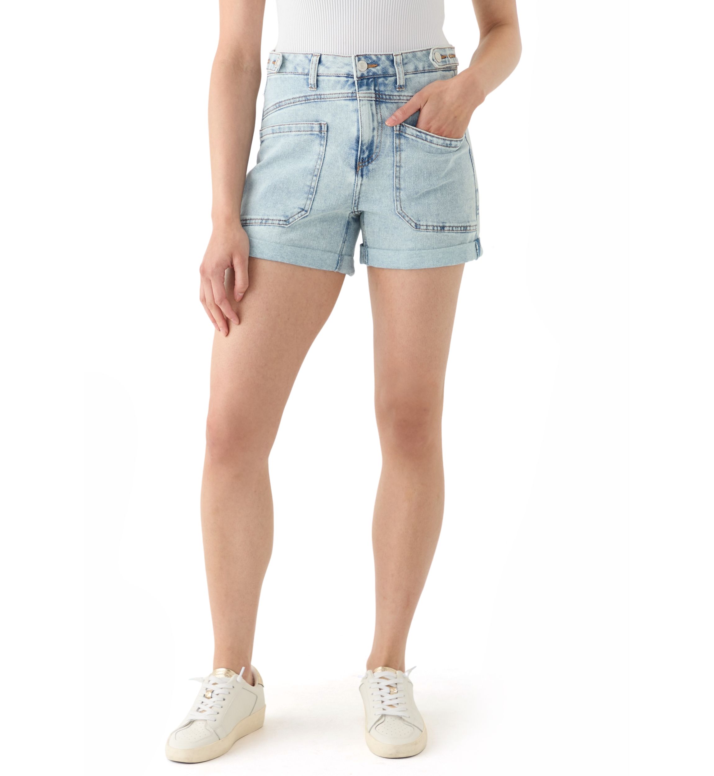 Womens Side Tab Cuffed Shorts