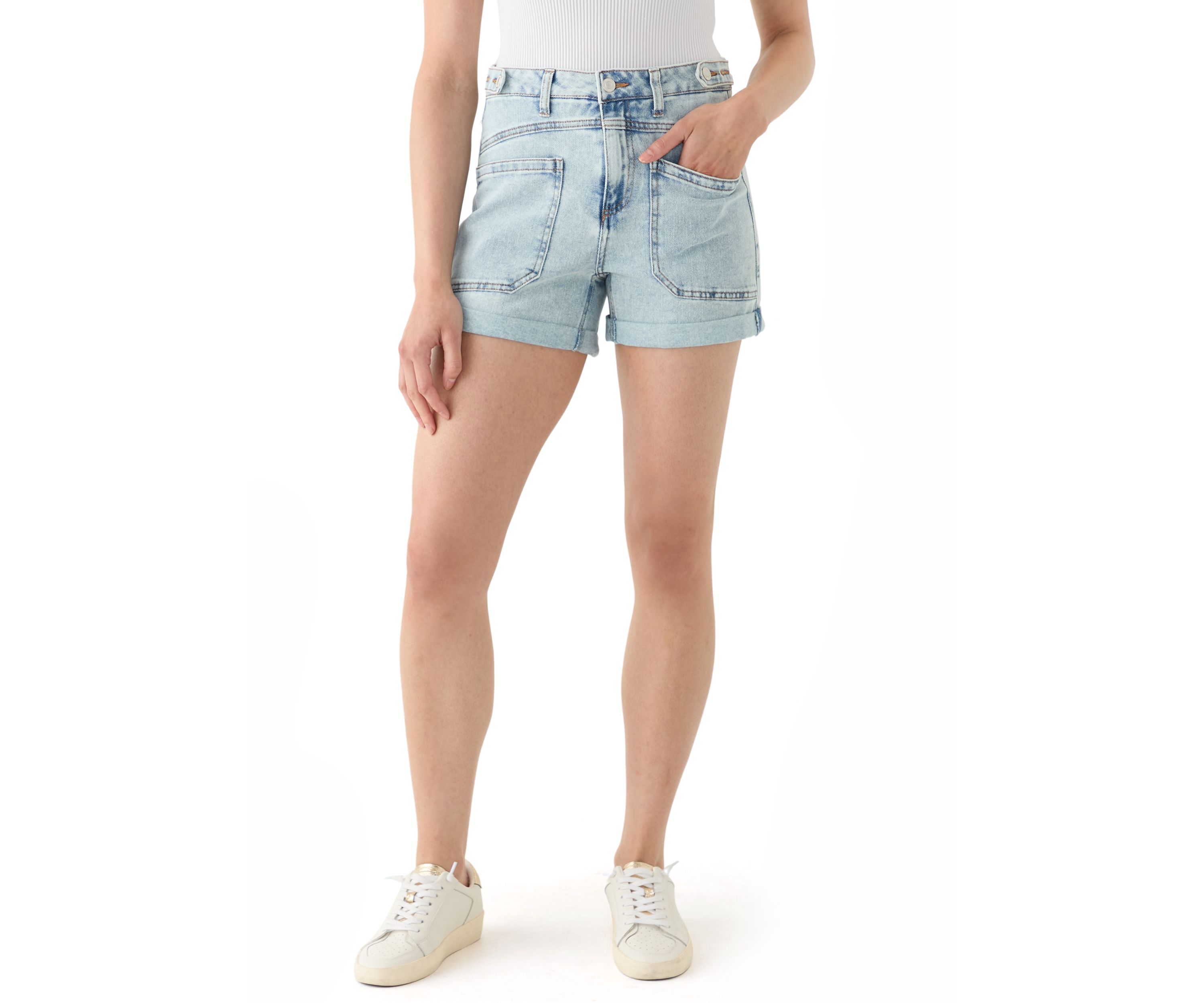 Womens Side Tab Cuffed Shorts