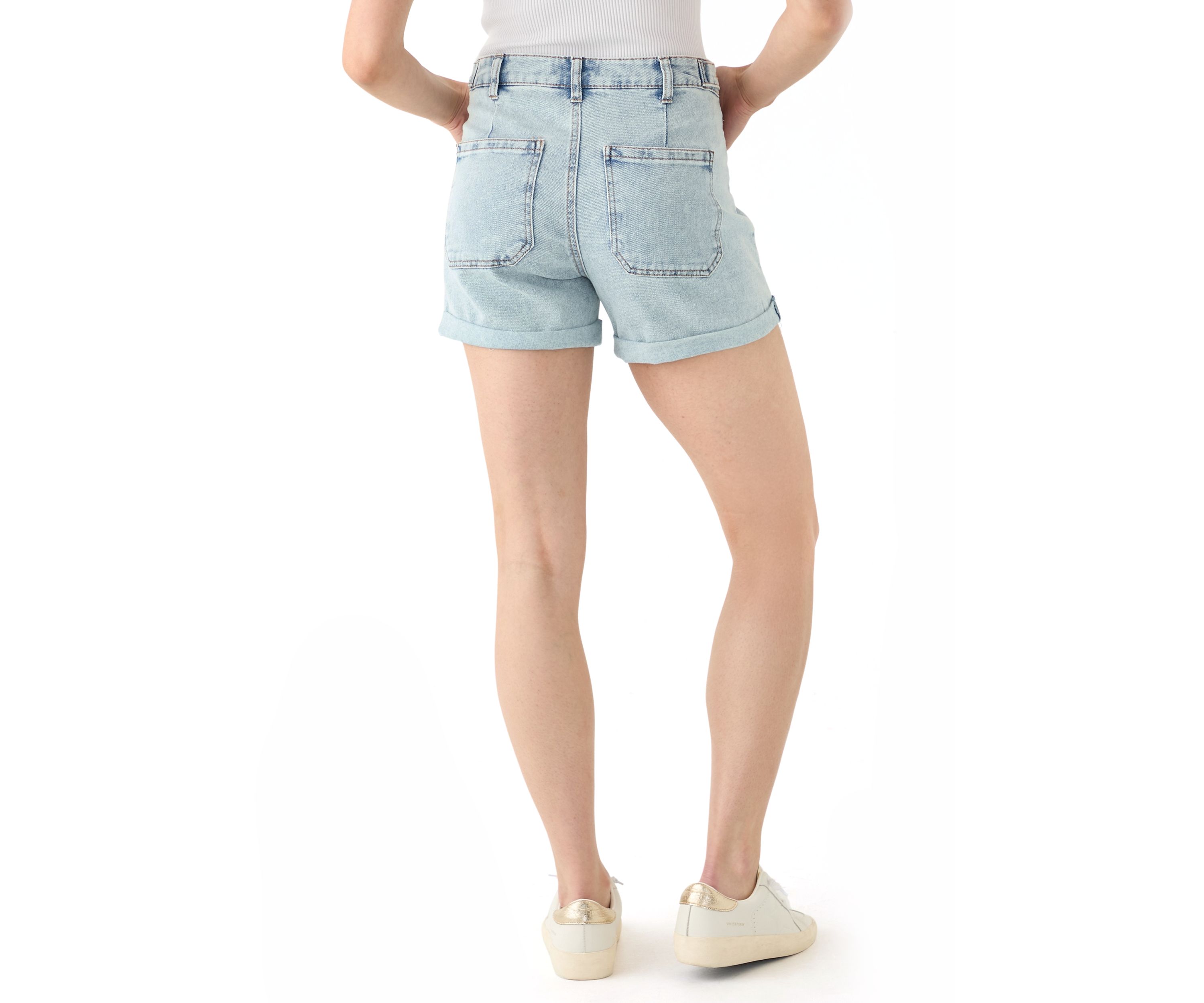 Womens Side Tab Cuffed Shorts