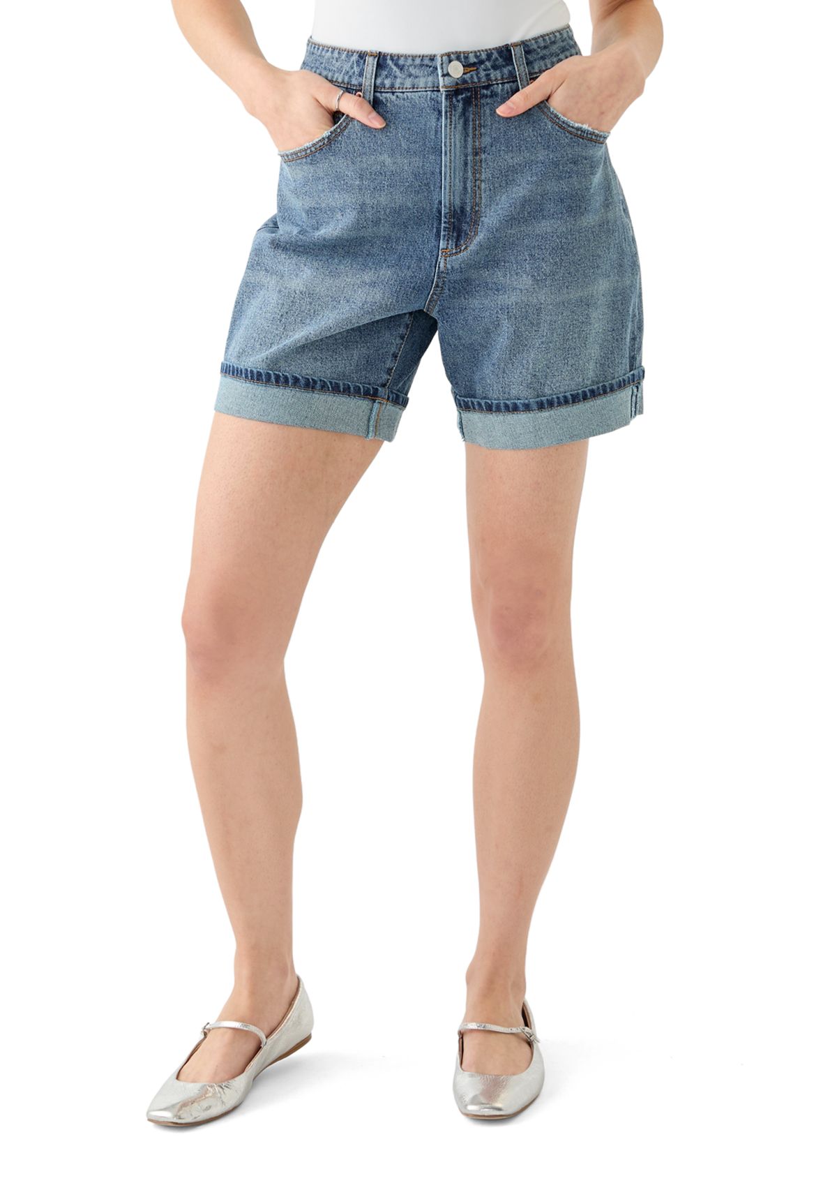 Womens Cuffed Long Shorts