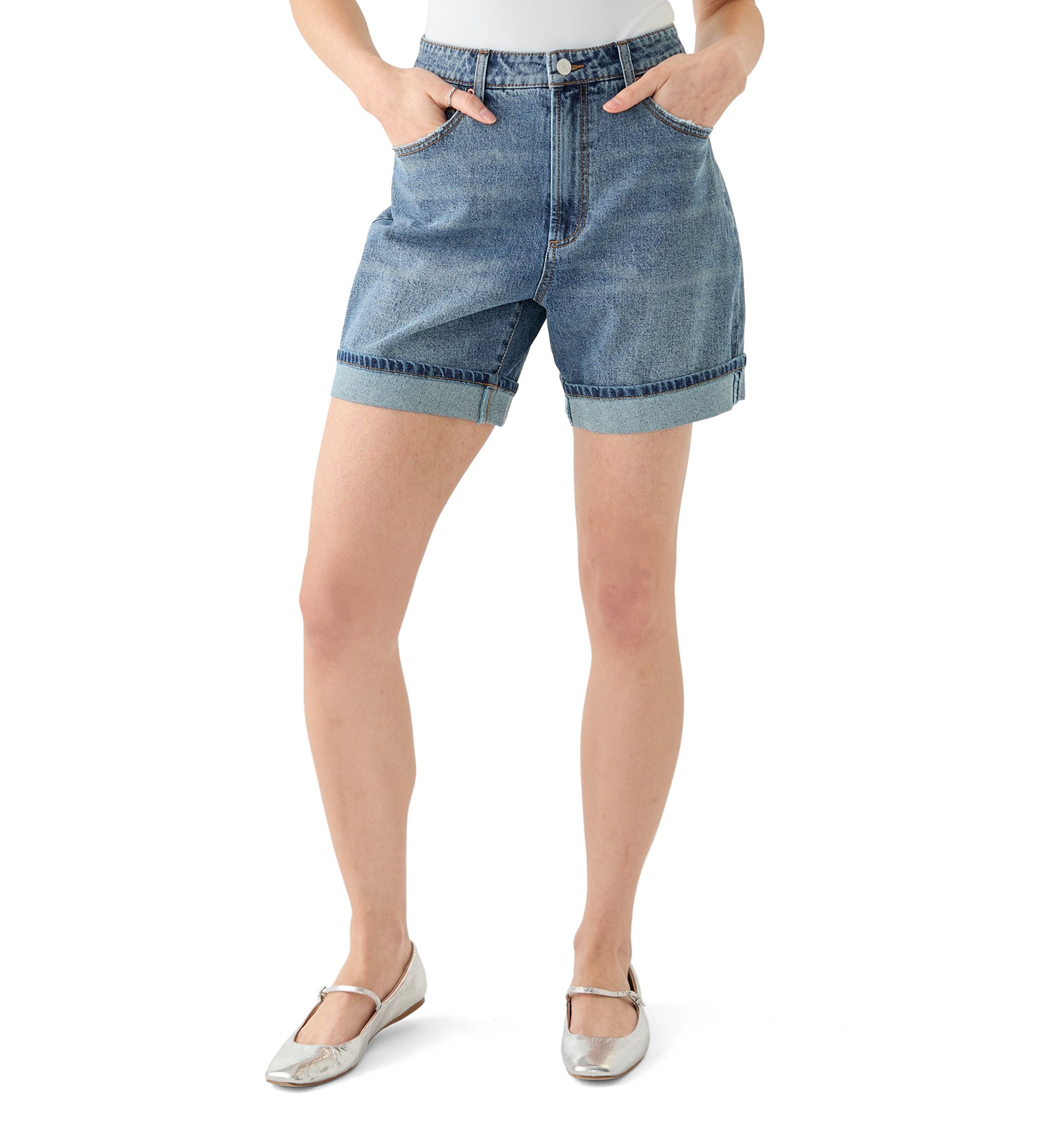Womens Cuffed Long Shorts