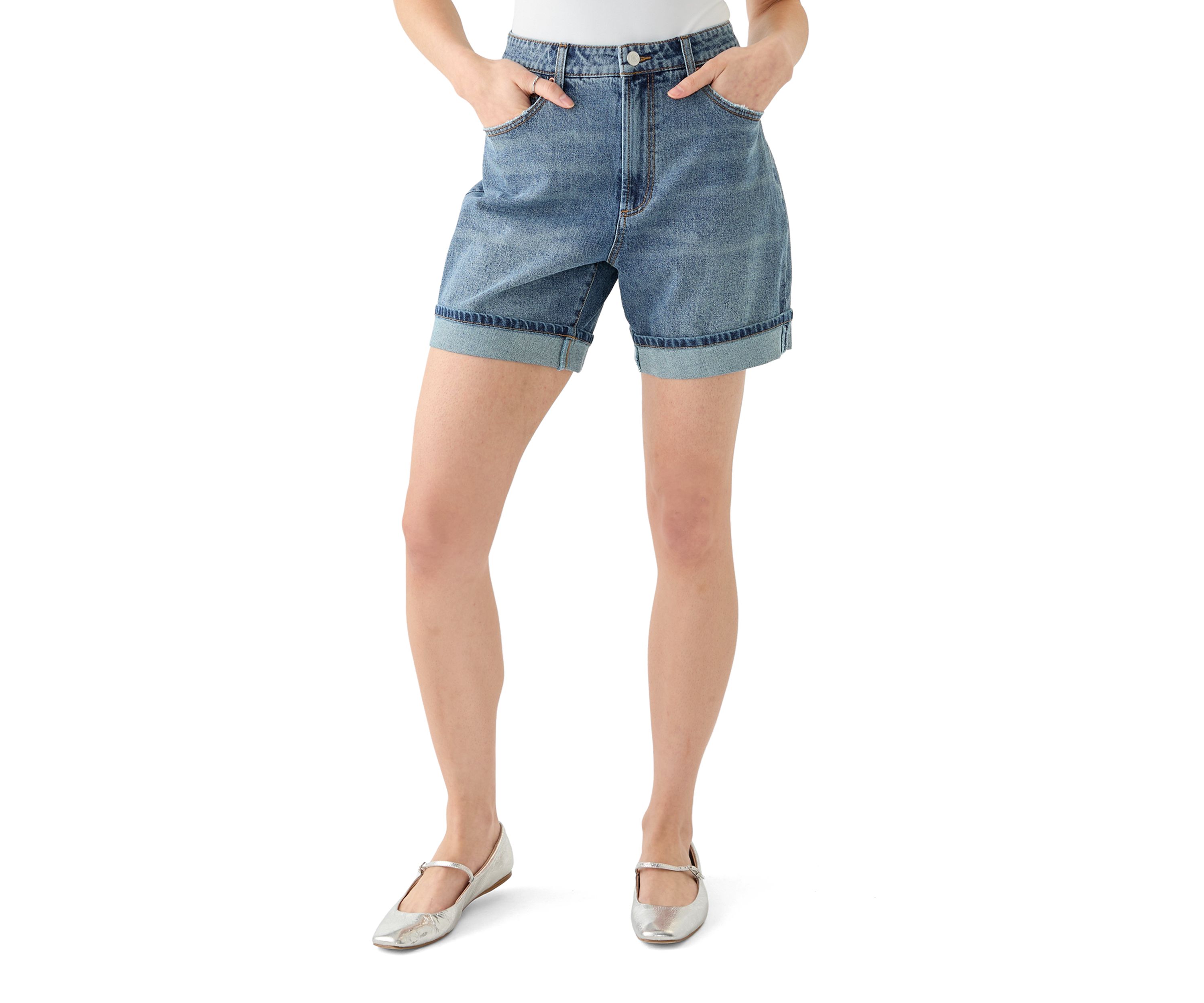 Womens Cuffed Long Shorts