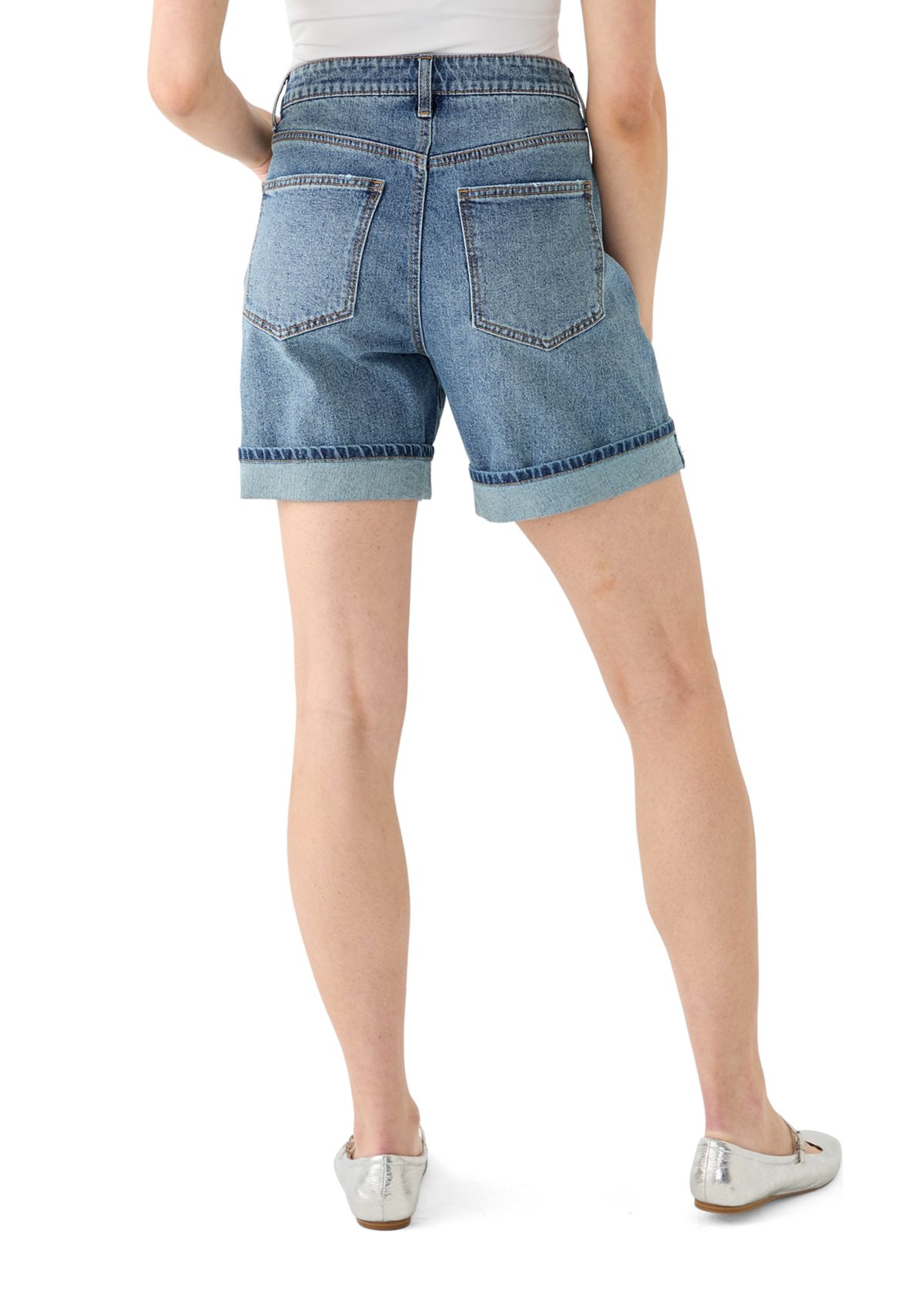 Womens Cuffed Long Shorts