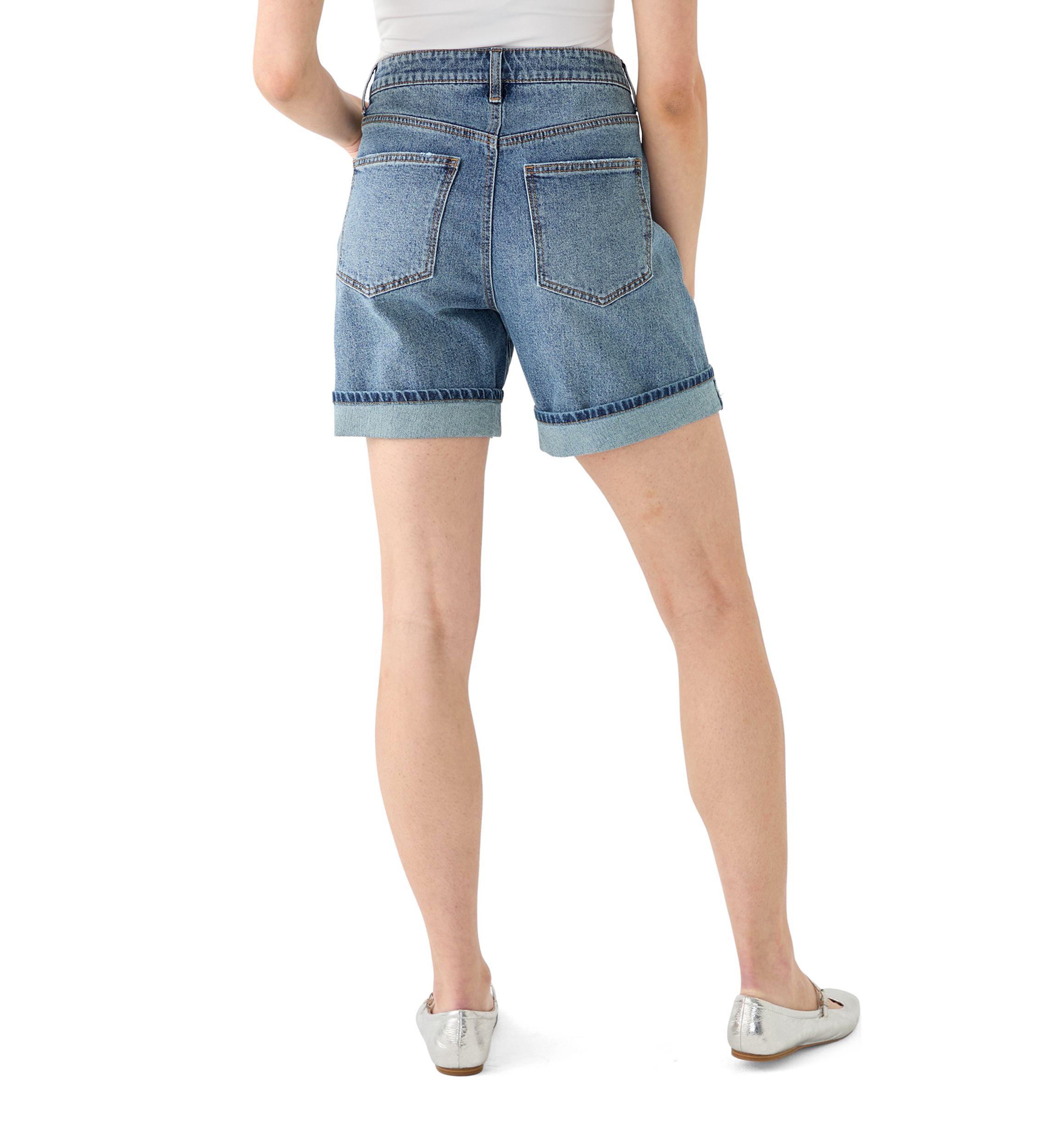 Womens Cuffed Long Shorts