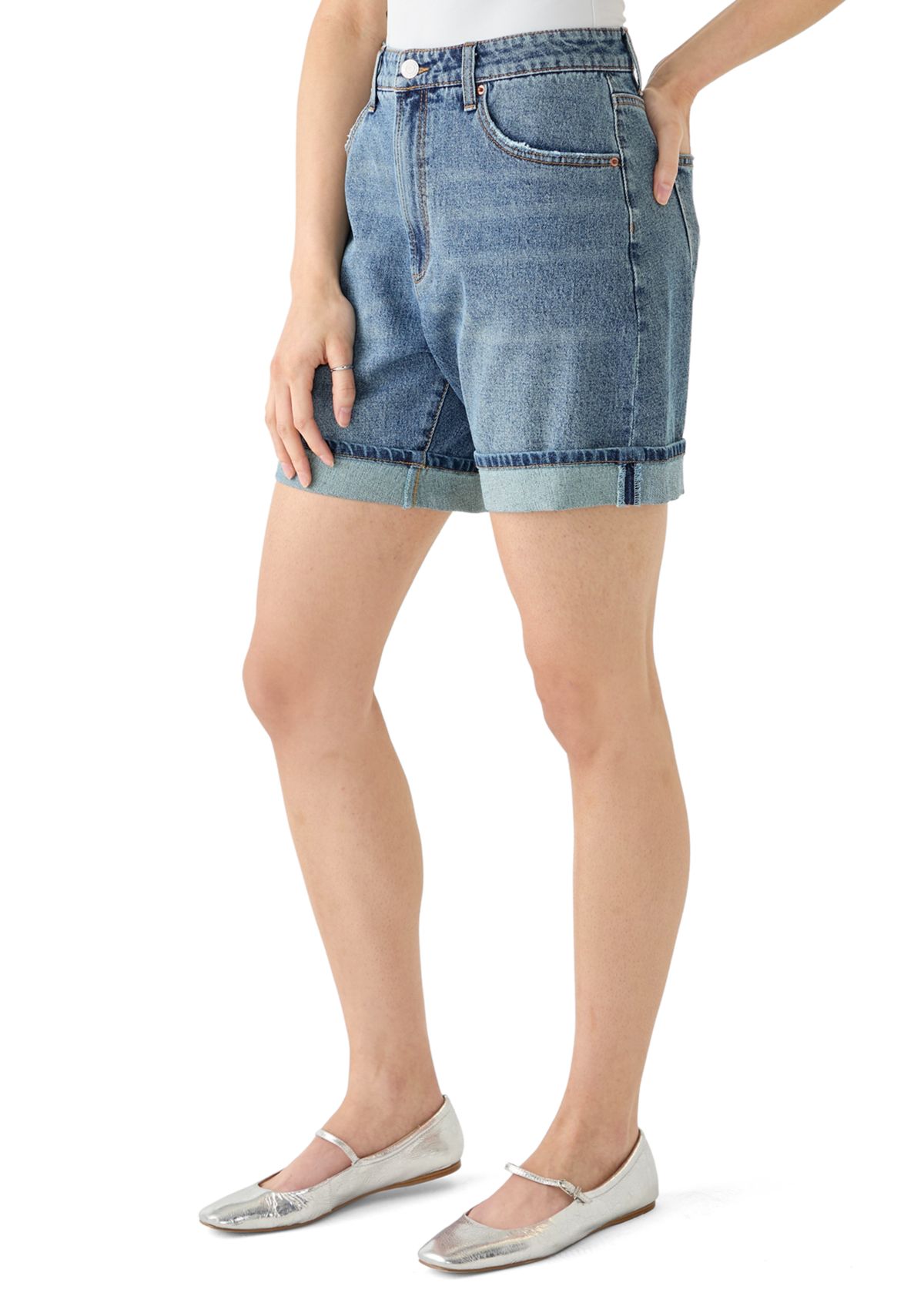Womens Cuffed Long Shorts