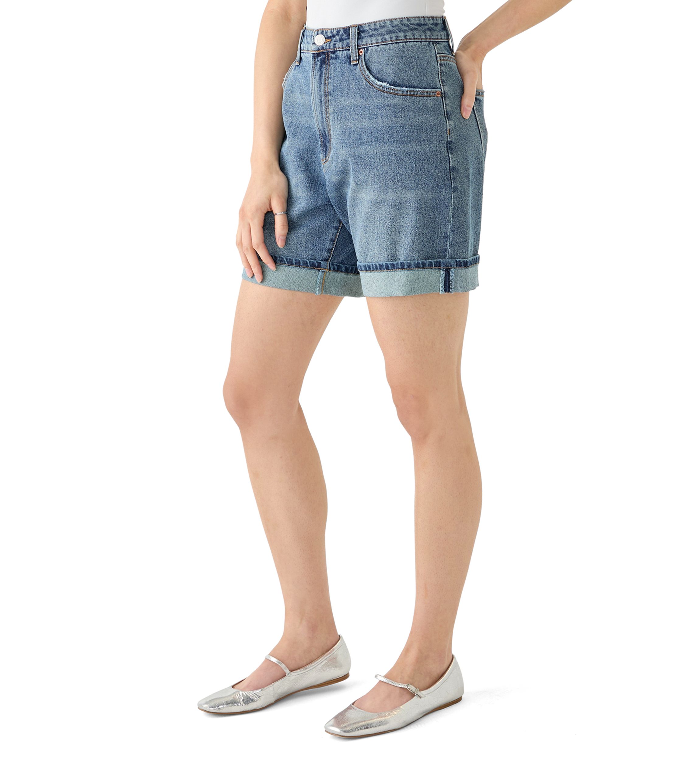 Womens Cuffed Long Shorts