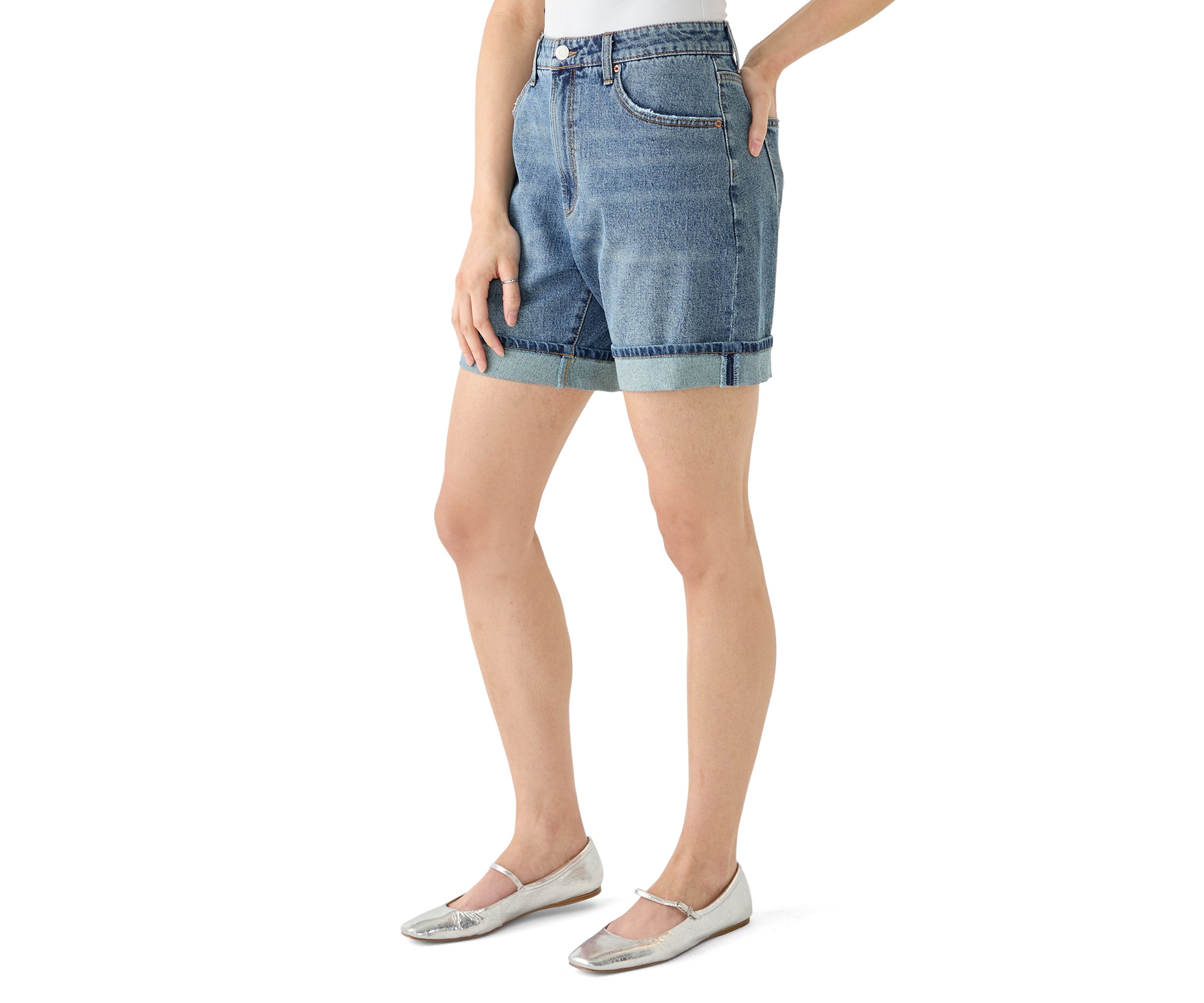 Womens Cuffed Long Shorts