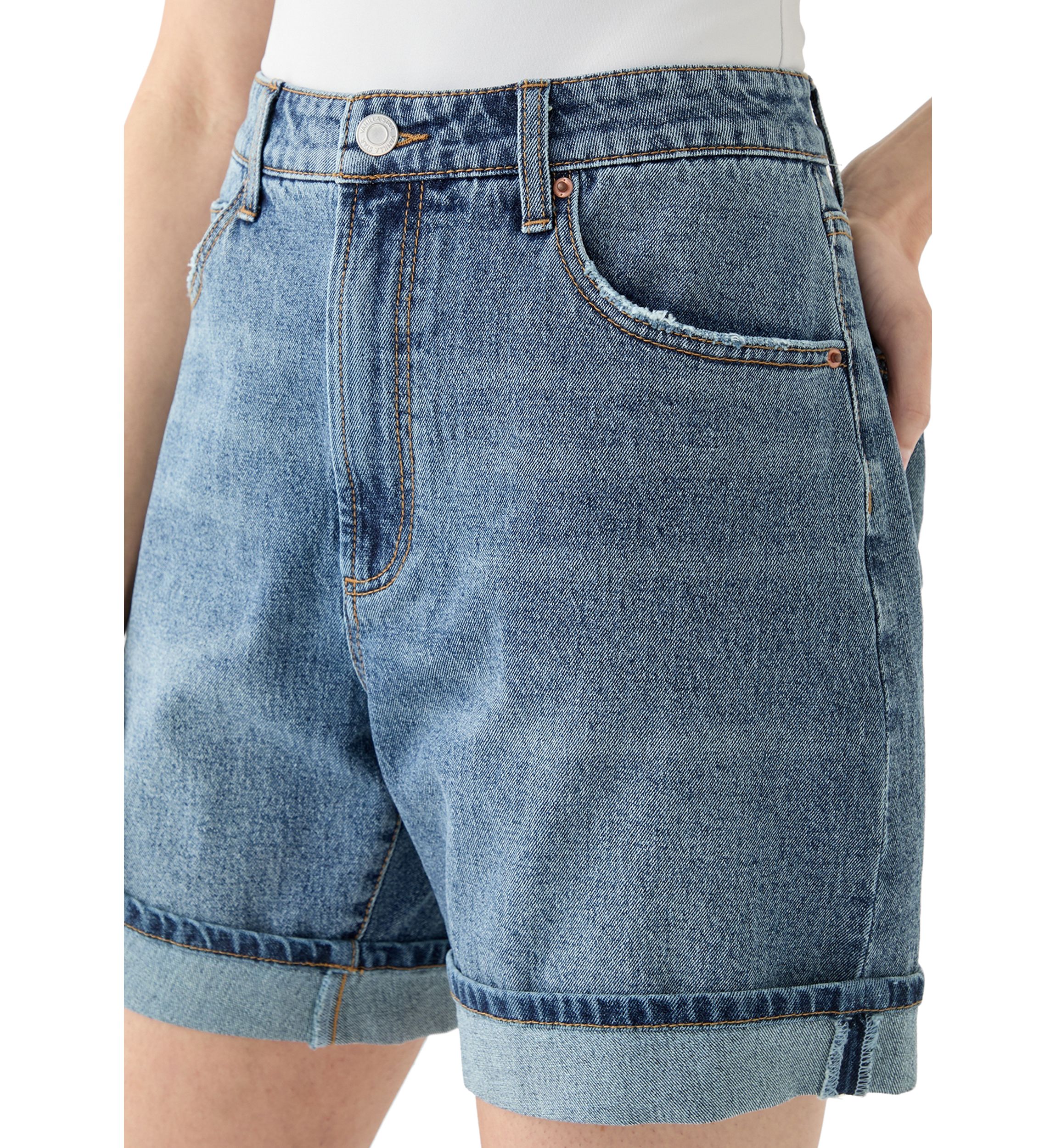 Womens Cuffed Long Shorts