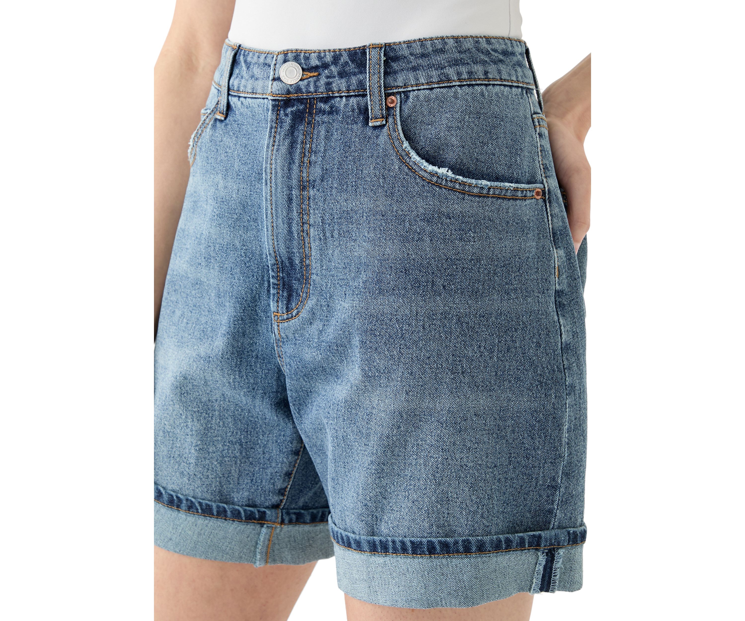 Womens Cuffed Long Shorts