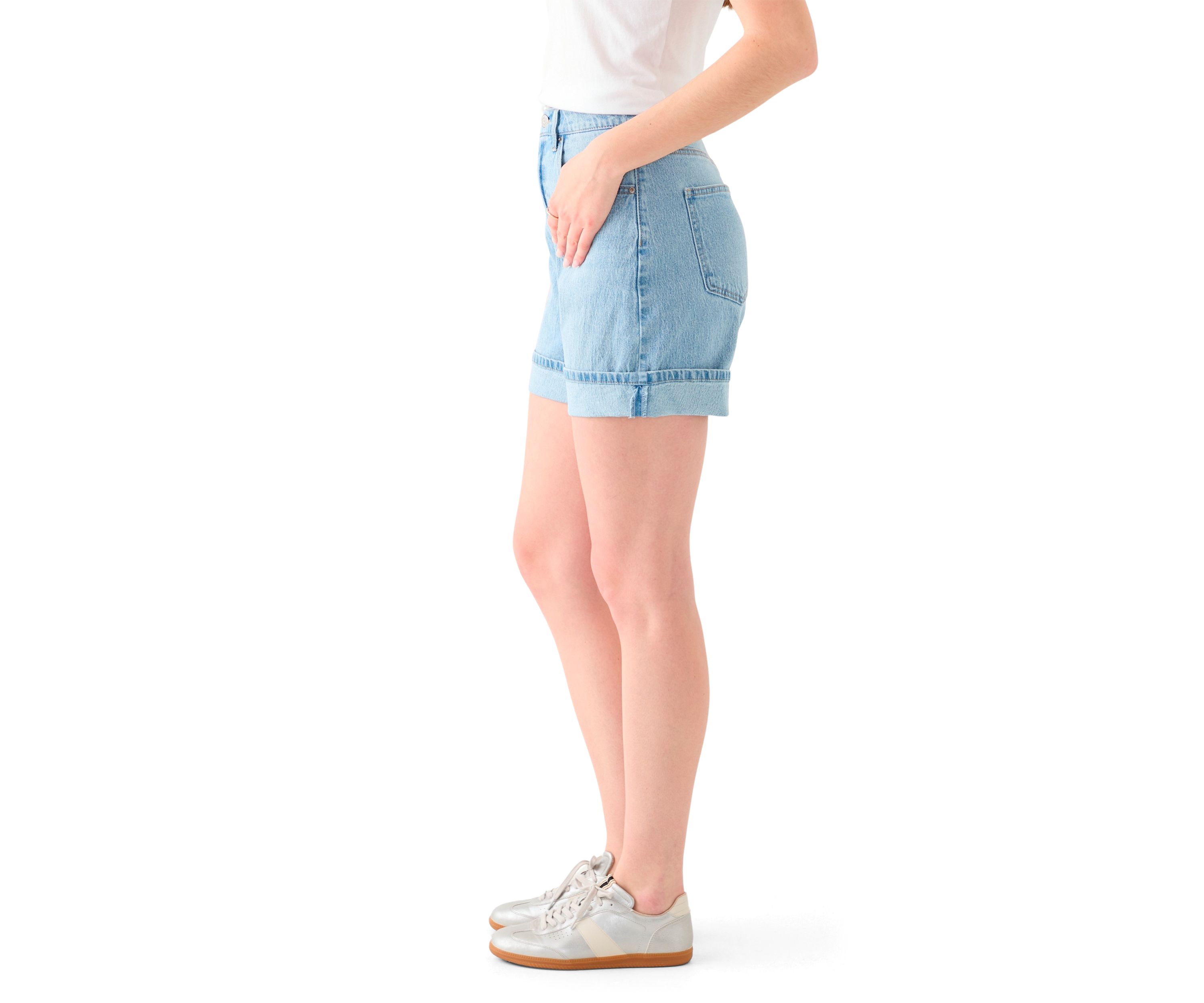 Womens Cuffed Denim Shorts