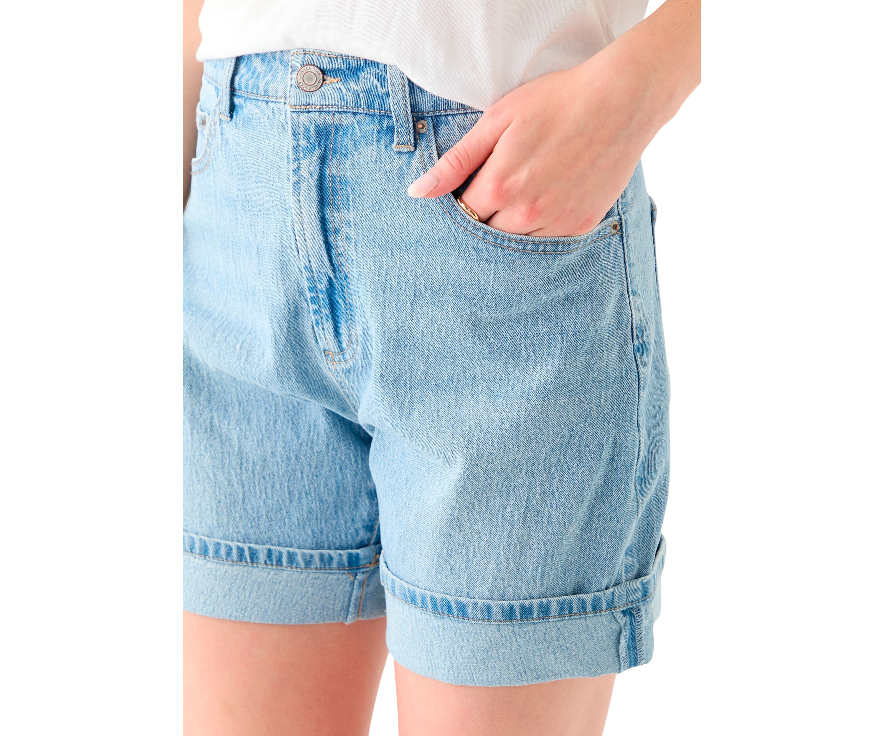 Womens Cuffed Denim Shorts