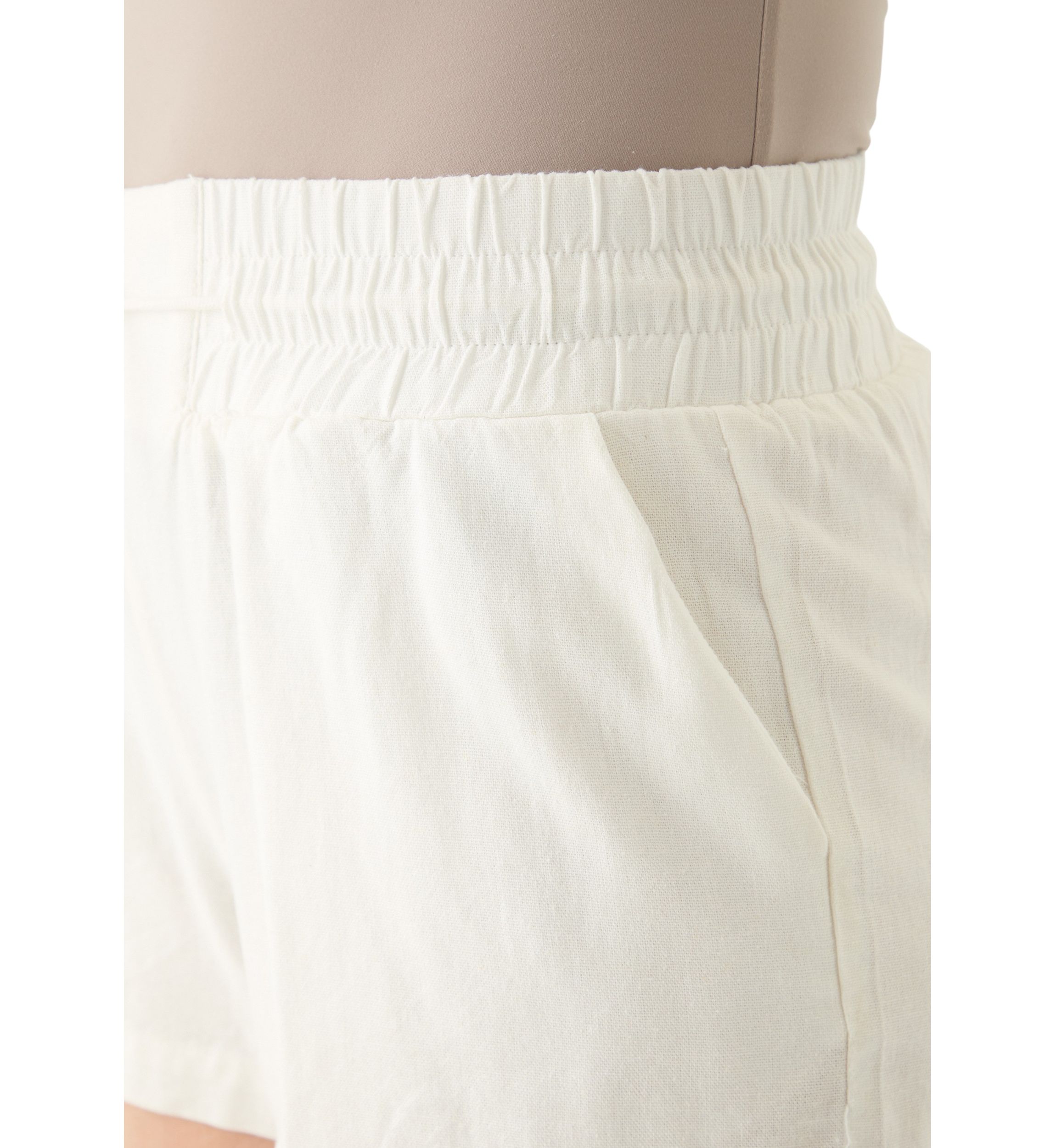 Womens Smocked Waist Linen Shorts