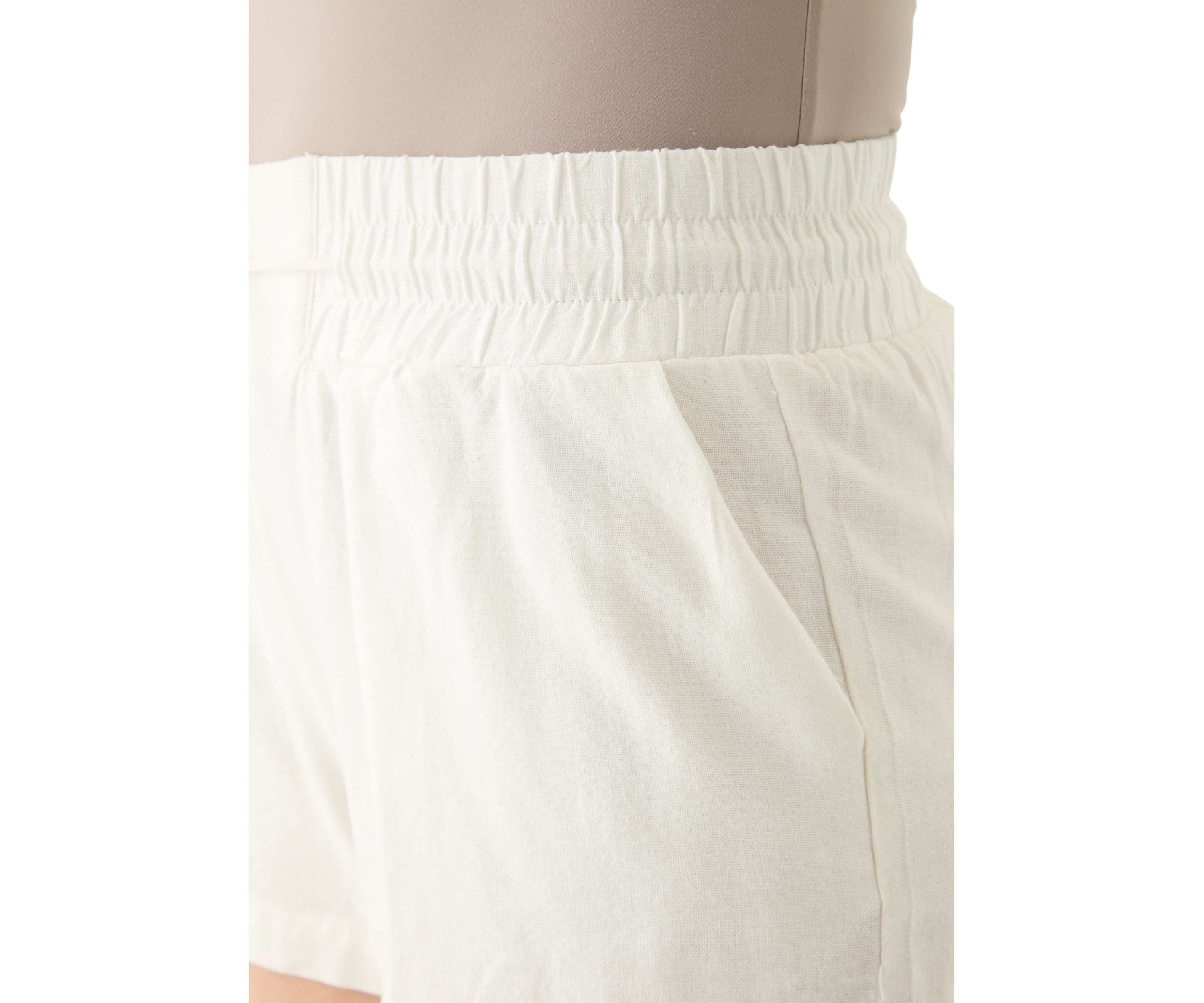 Womens Smocked Waist Linen Shorts