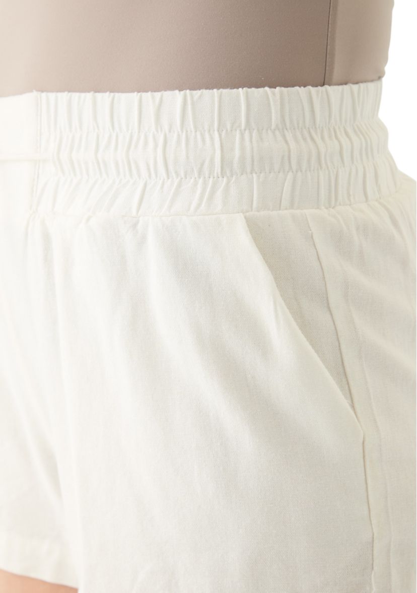 Womens Smocked Waist Linen Shorts