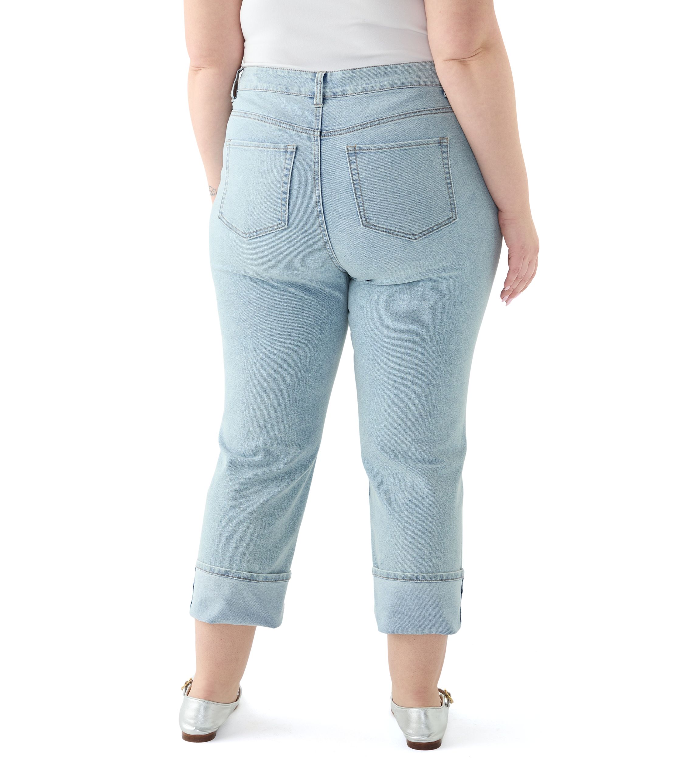 Plus Size Cuffed Cropped Jeans