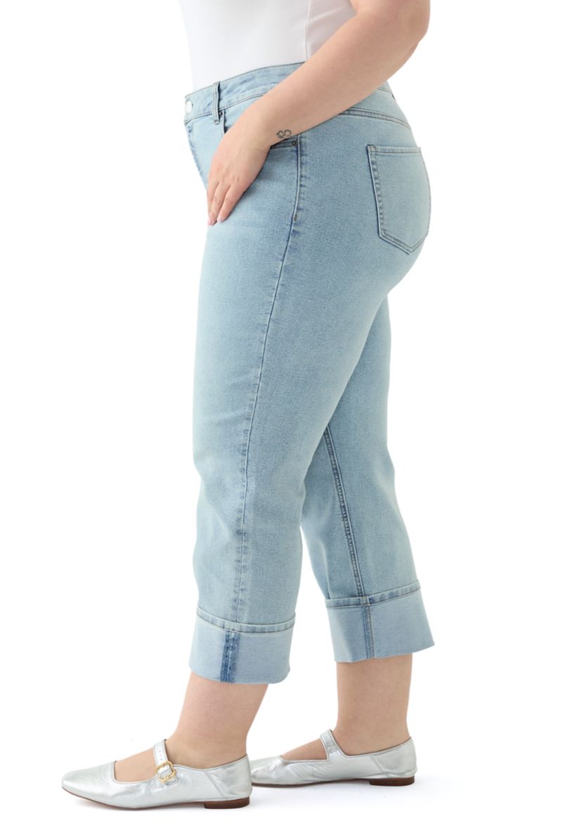 Plus Size Cuffed Cropped Jeans