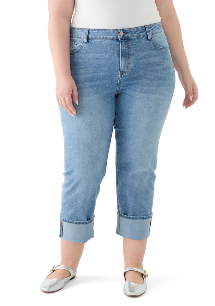 Plus Size Cropped Cuffed Jeans