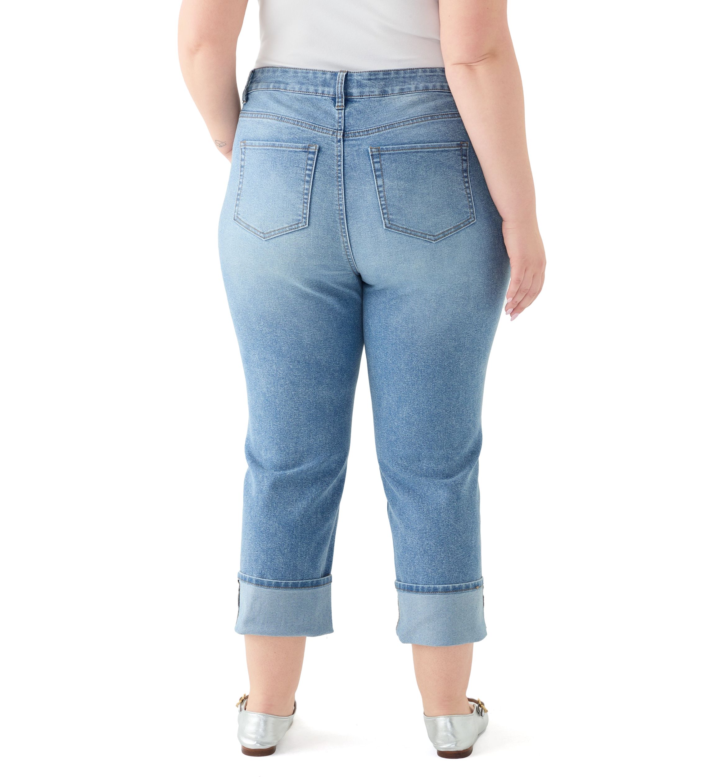 Plus Size Cropped Cuffed Jeans