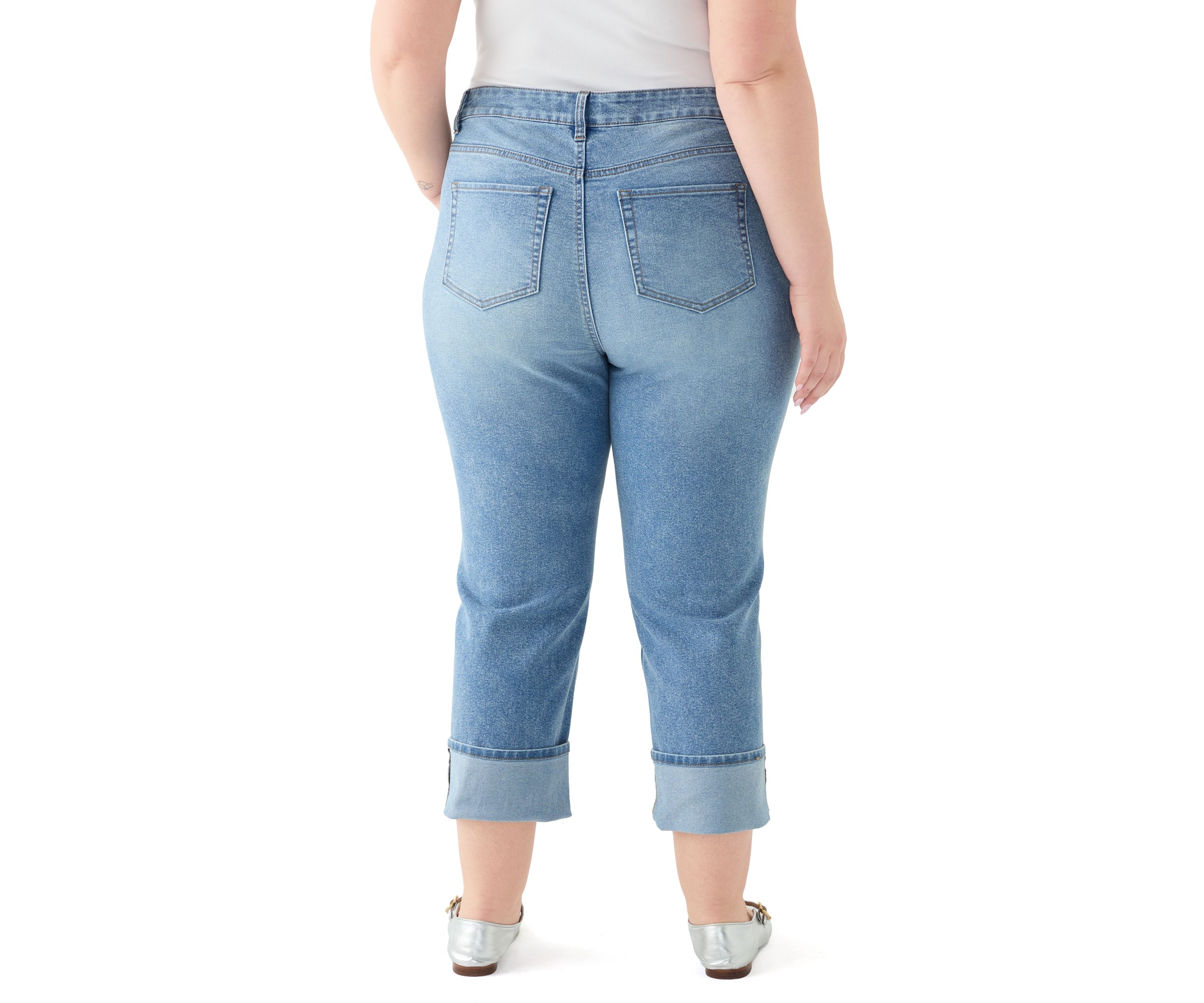Plus Size Cropped Cuffed Jeans
