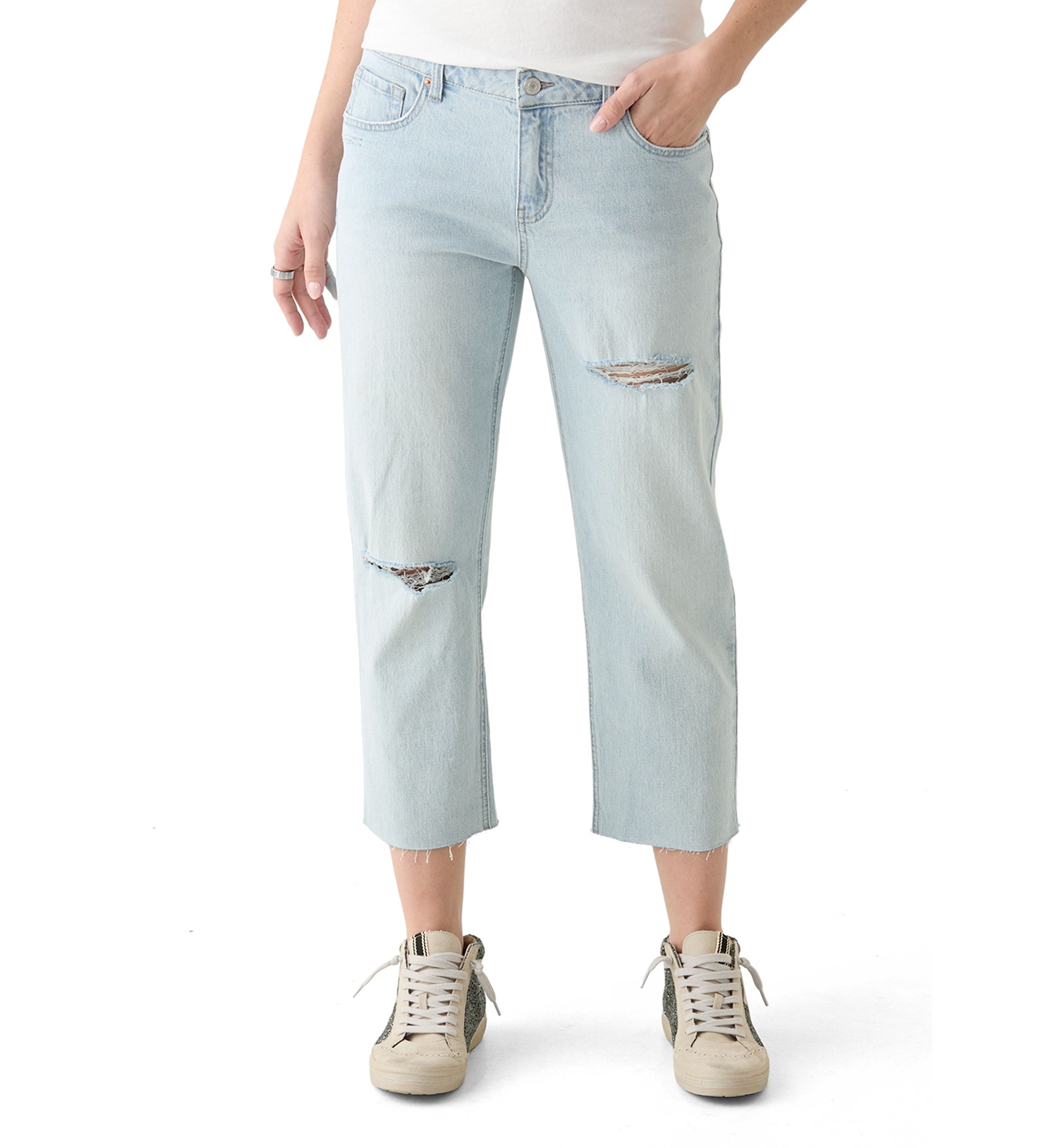 Womens Low Rise Cropped Jeans