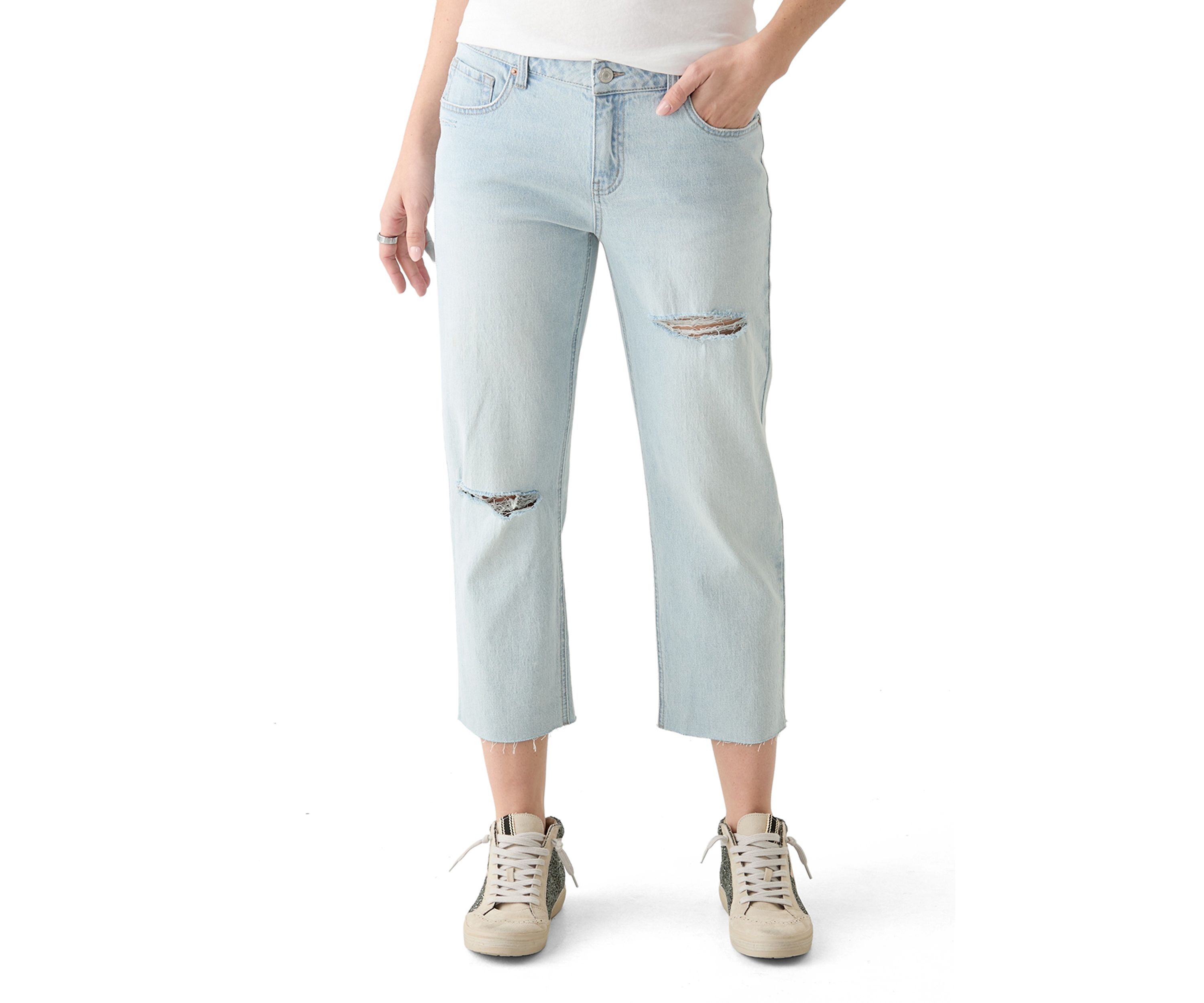 Womens Low Rise Cropped Jeans