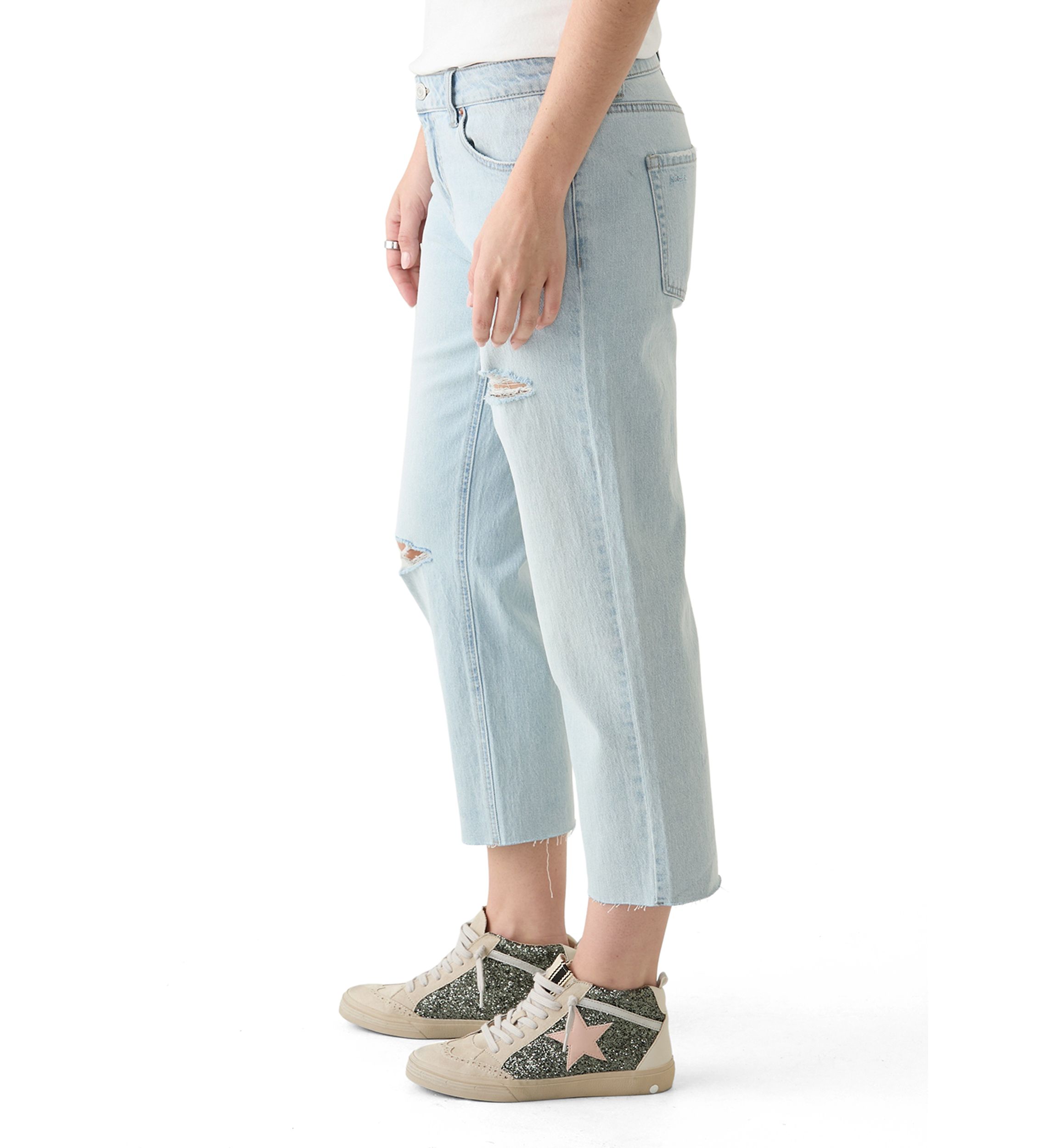 Womens Low Rise Cropped Jeans