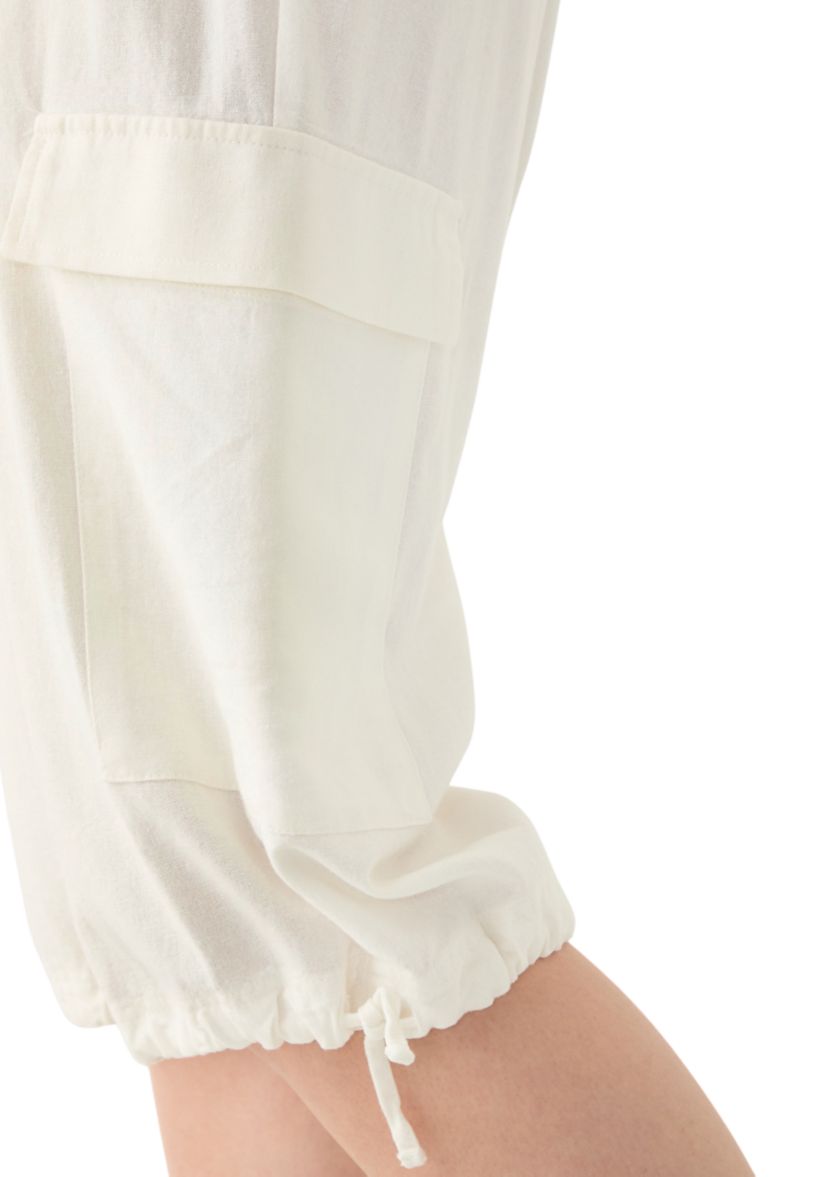 Womens Linen Cargo Crop Pants