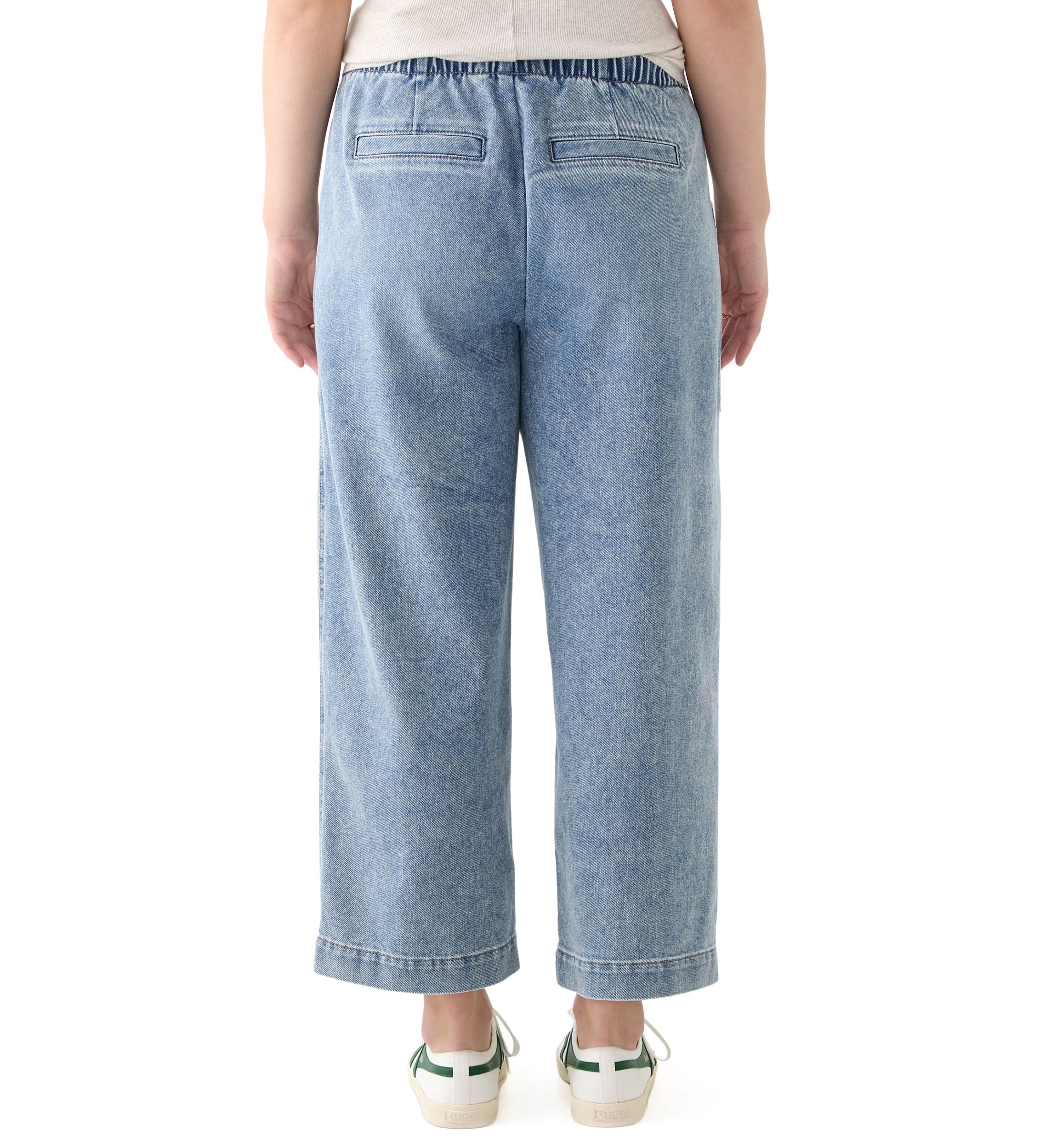 Womens Cropped Porkchop Pull On Denim Pants