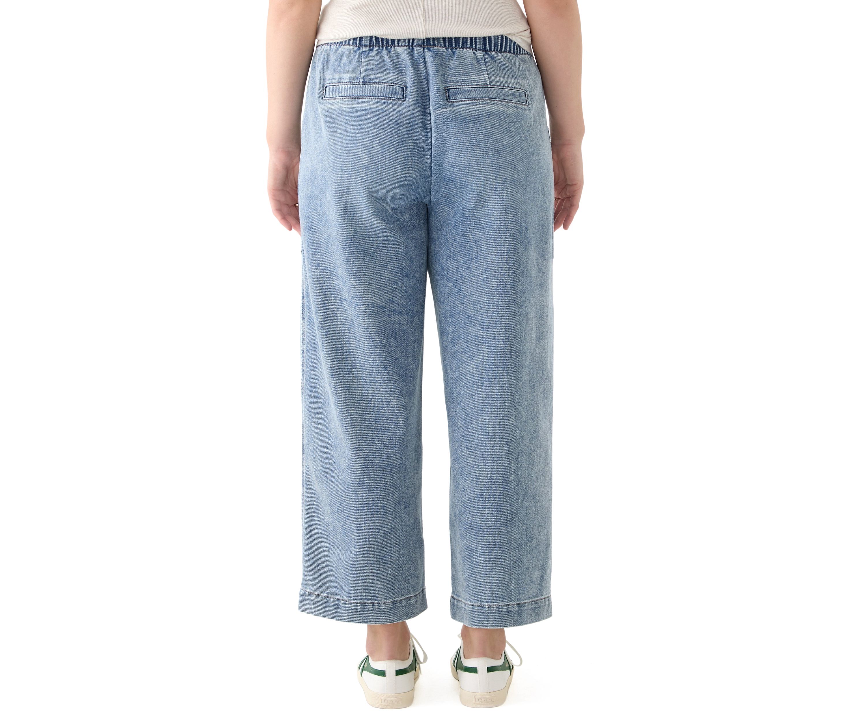 Womens Cropped Porkchop Pull On Denim Pants