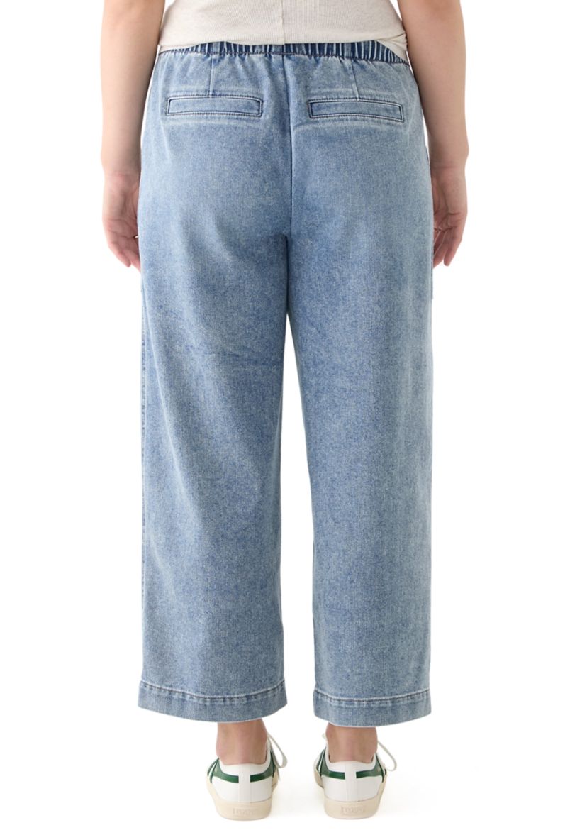 Womens Cropped Porkchop Pull On Denim Pants