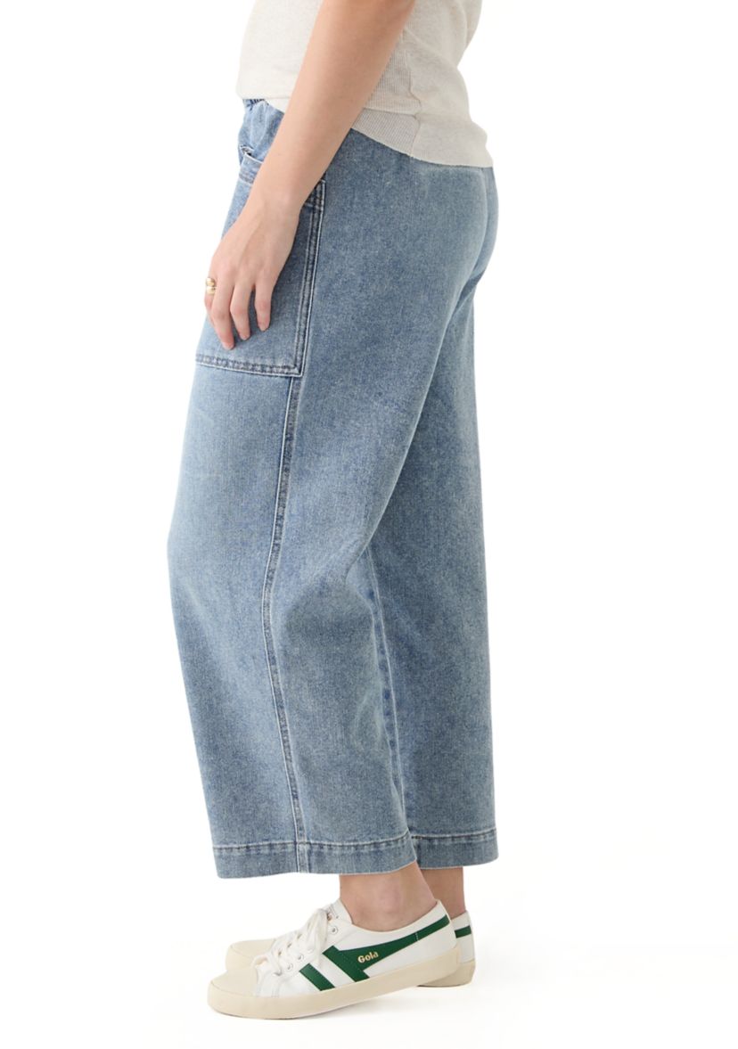 Womens Cropped Porkchop Pull On Denim Pants